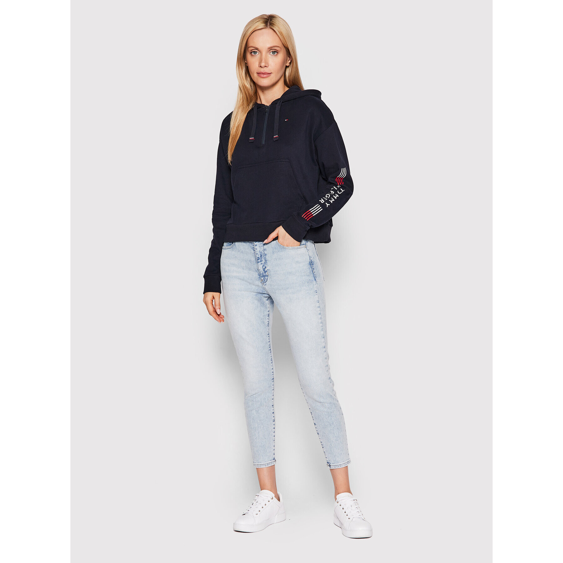 Tommy Hilfiger Mikina Half Zip UW0UW03587 Tmavomodrá Regular Fit - Pepit.cz