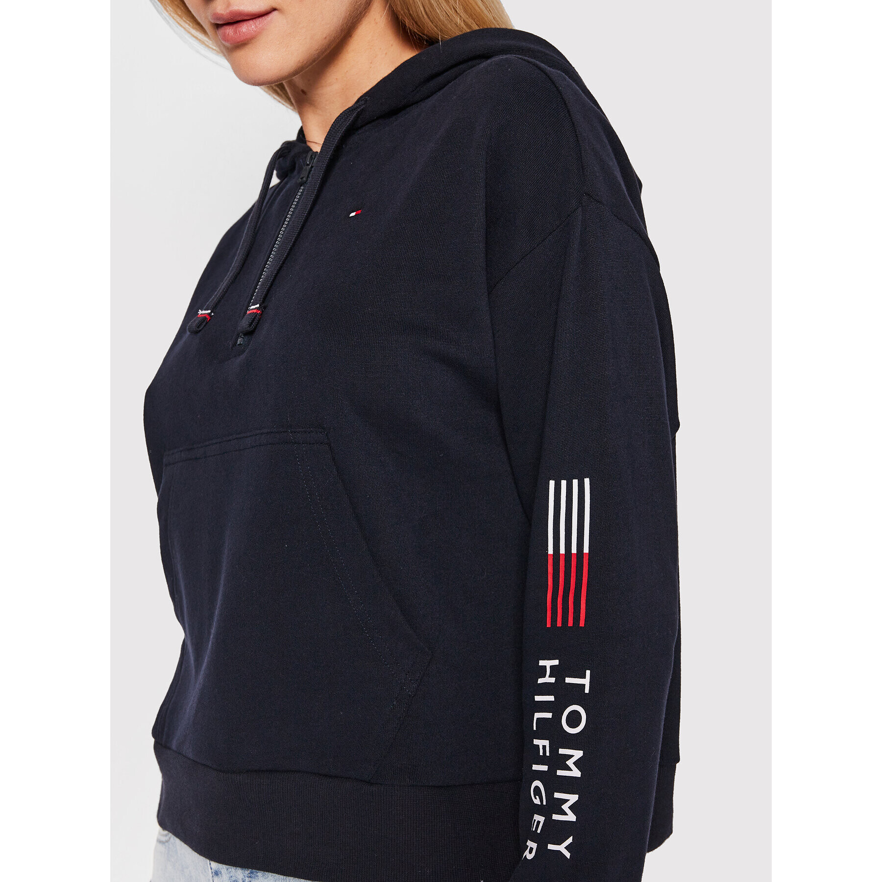 Tommy Hilfiger Mikina Half Zip UW0UW03587 Tmavomodrá Regular Fit - Pepit.cz