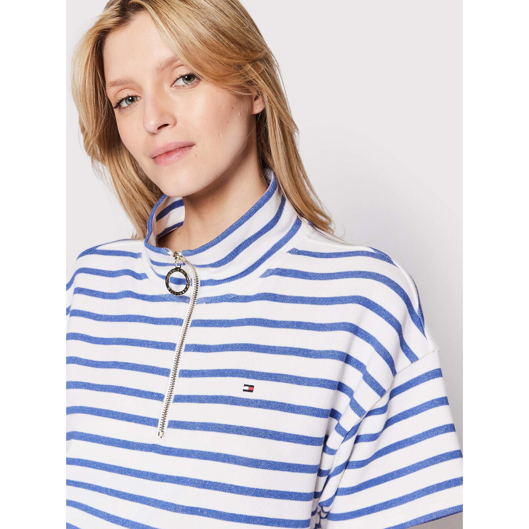 Tommy Hilfiger Mikina Half-Zip WW0WW33910 Modrá Relaxed Fit - Pepit.cz