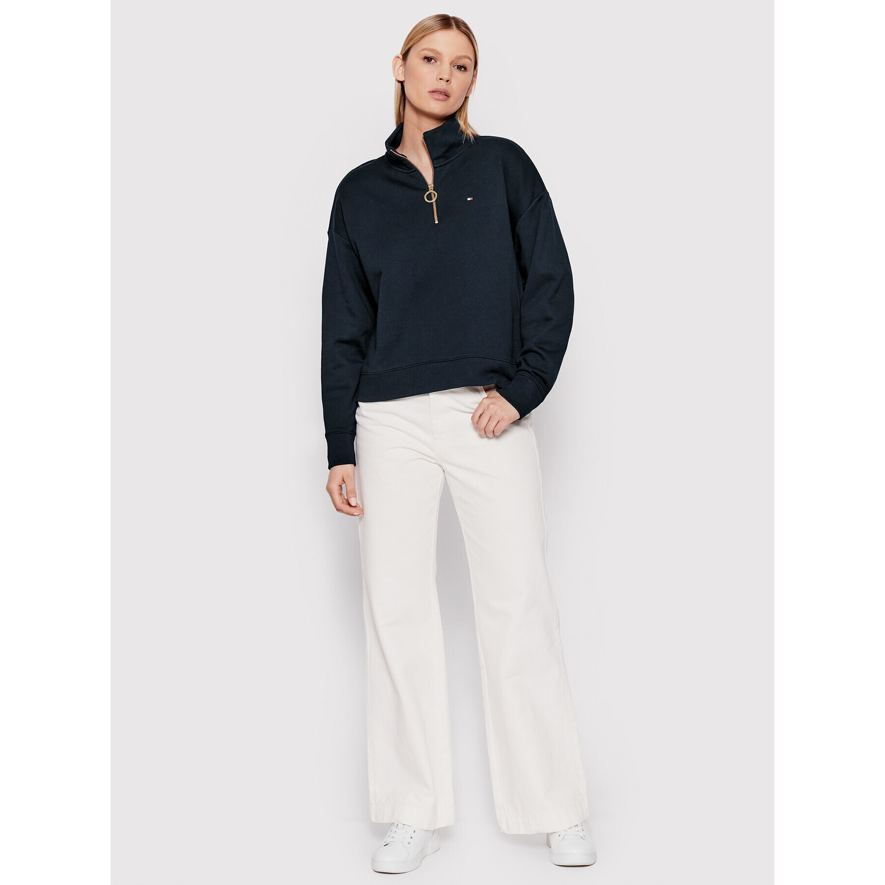 Tommy Hilfiger Mikina Half-Zip WW0WW33912 Tmavomodrá Relaxed Fit - Pepit.cz