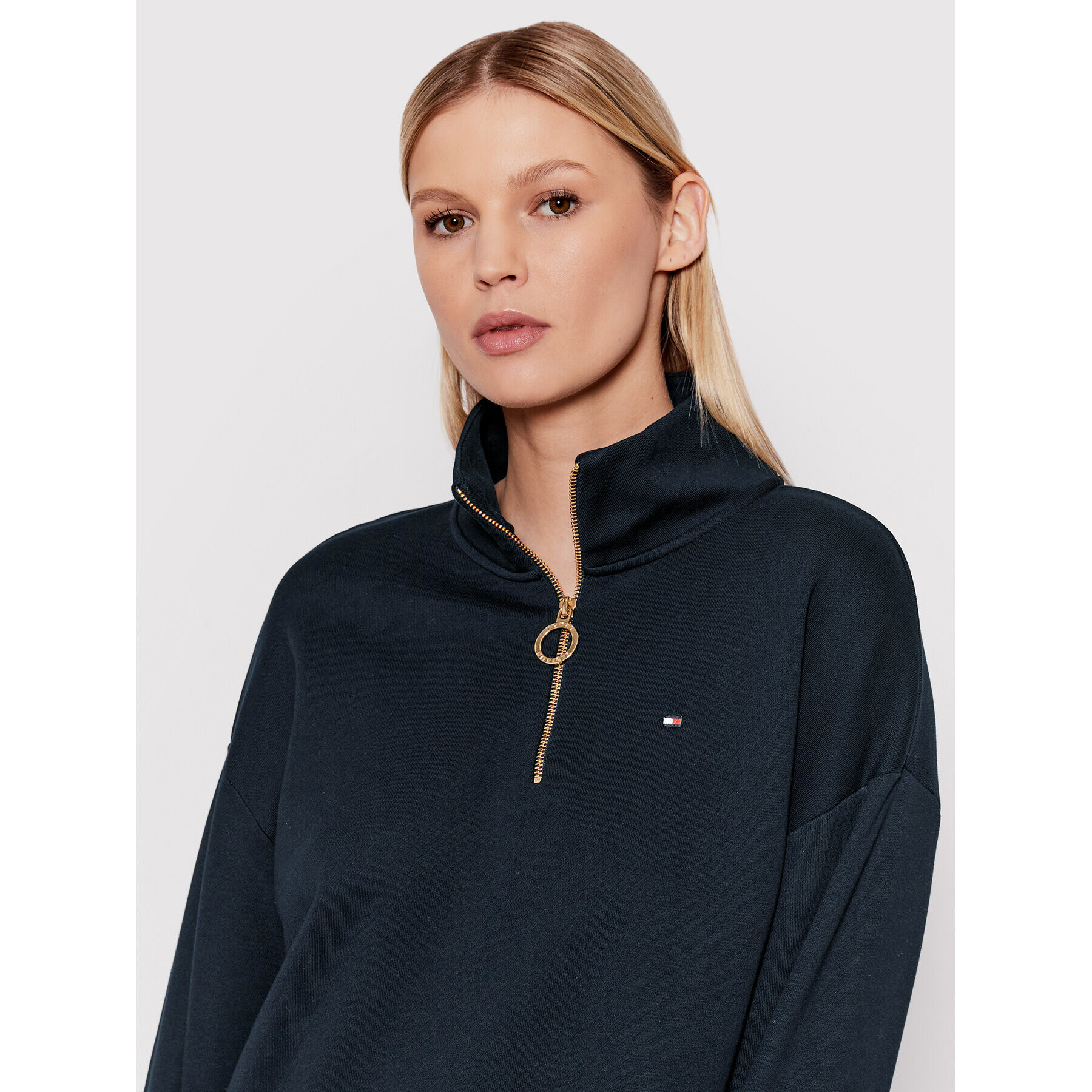 Tommy Hilfiger Mikina Half-Zip WW0WW33912 Tmavomodrá Relaxed Fit - Pepit.cz