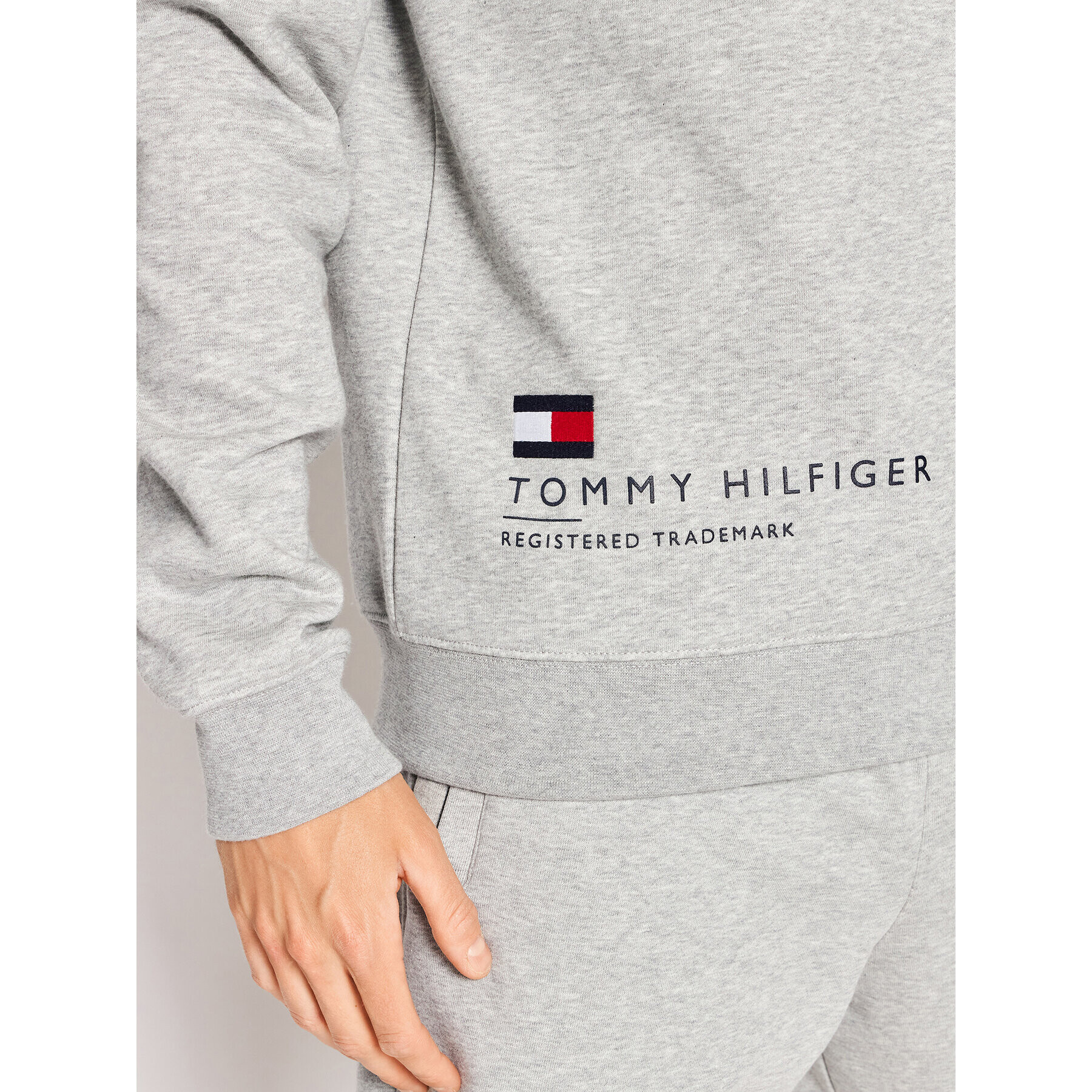 Tommy Hilfiger Mikina Hem Placement MW0MW25068 Šedá Regular Fit - Pepit.cz