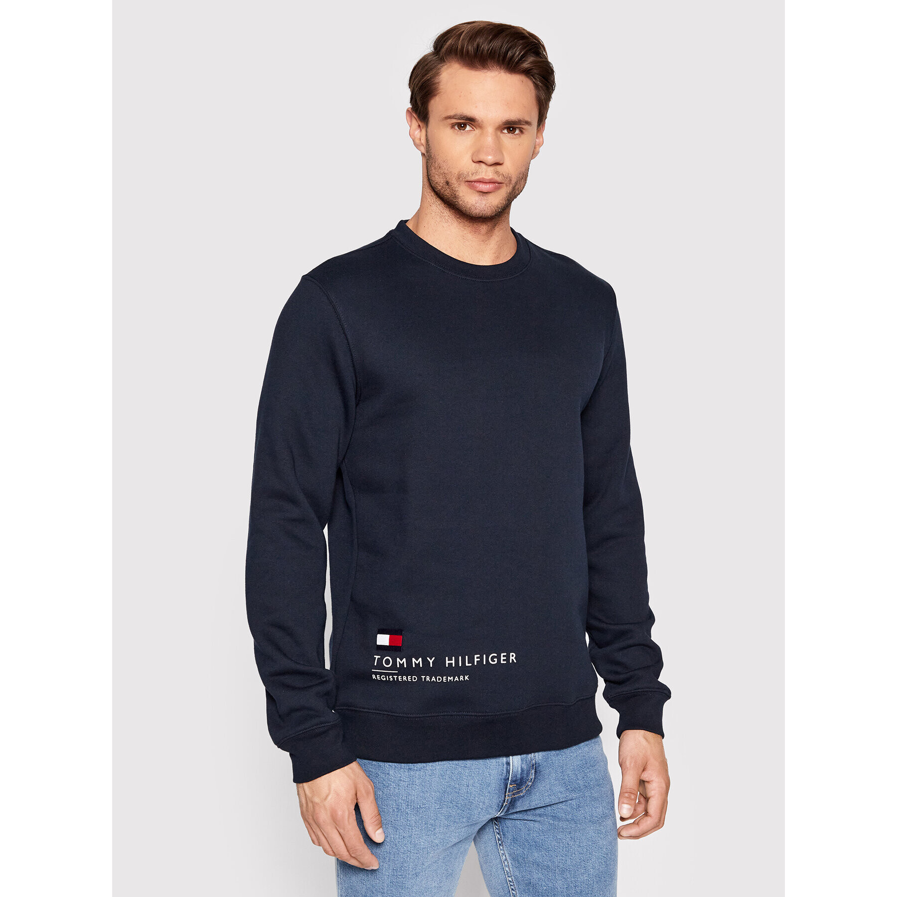 Tommy Hilfiger Mikina Hem Placement MW0MW25068 Tmavomodrá Regular Fit - Pepit.cz