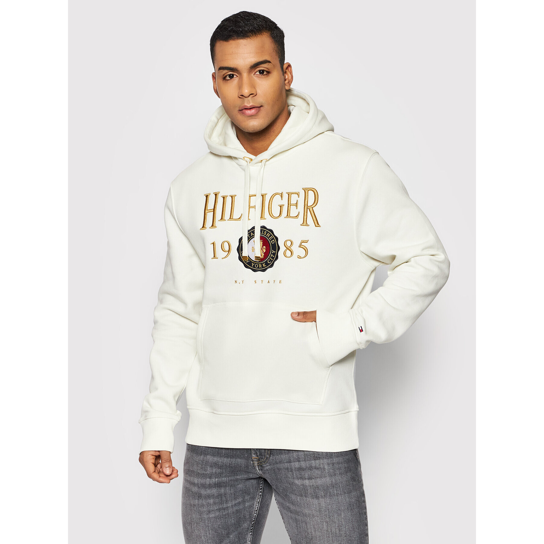 Tommy Hilfiger Mikina Icon Crest MW0MW22124 Bílá Regular Fit - Pepit.cz