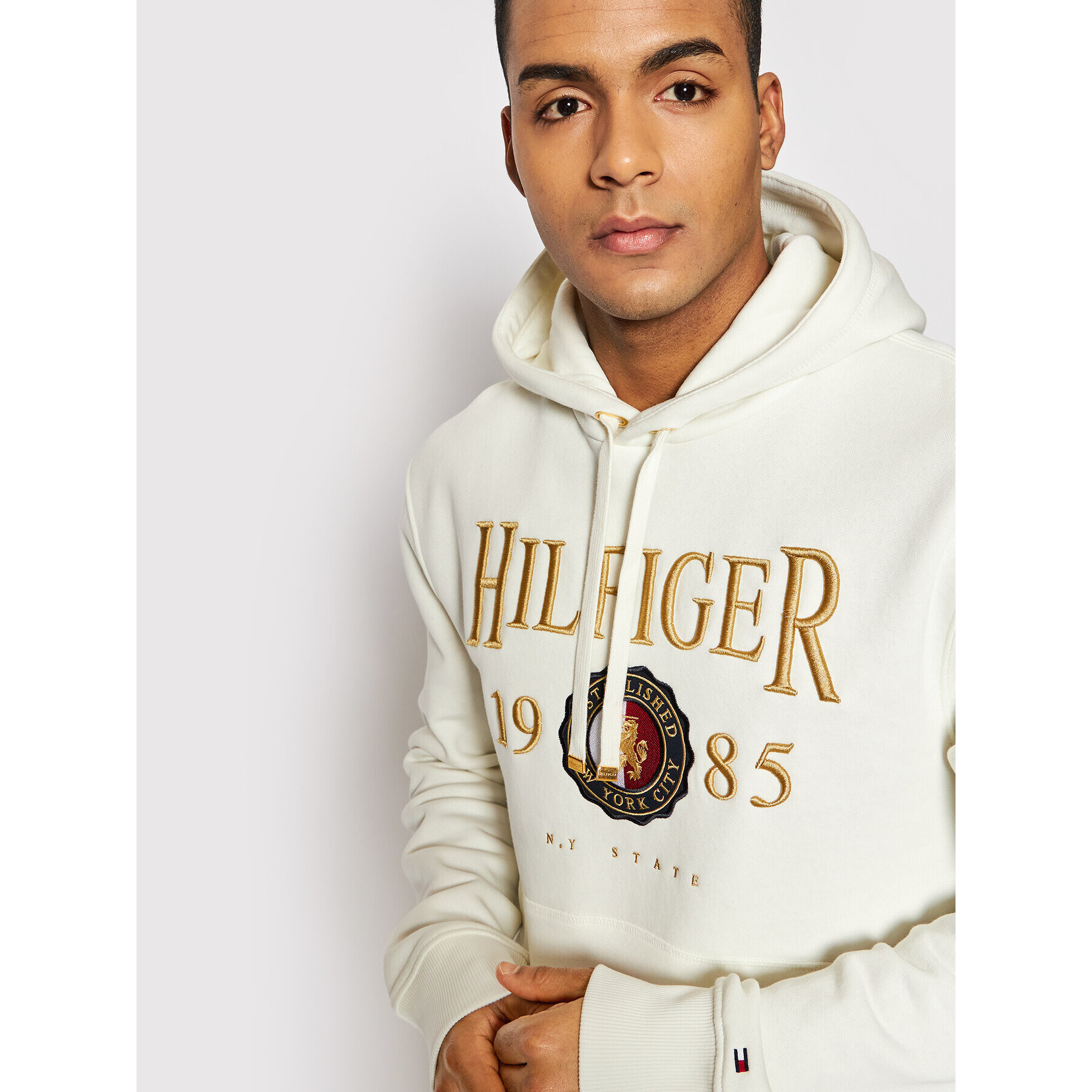 Tommy Hilfiger Mikina Icon Crest MW0MW22124 Bílá Regular Fit - Pepit.cz