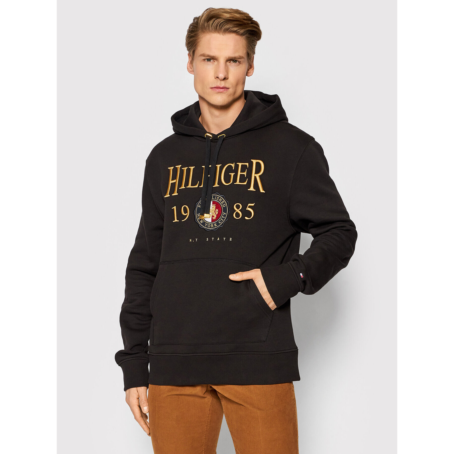 Tommy Hilfiger Mikina Icon Crest MW0MW22124 Černá Relaxed Fit - Pepit.cz