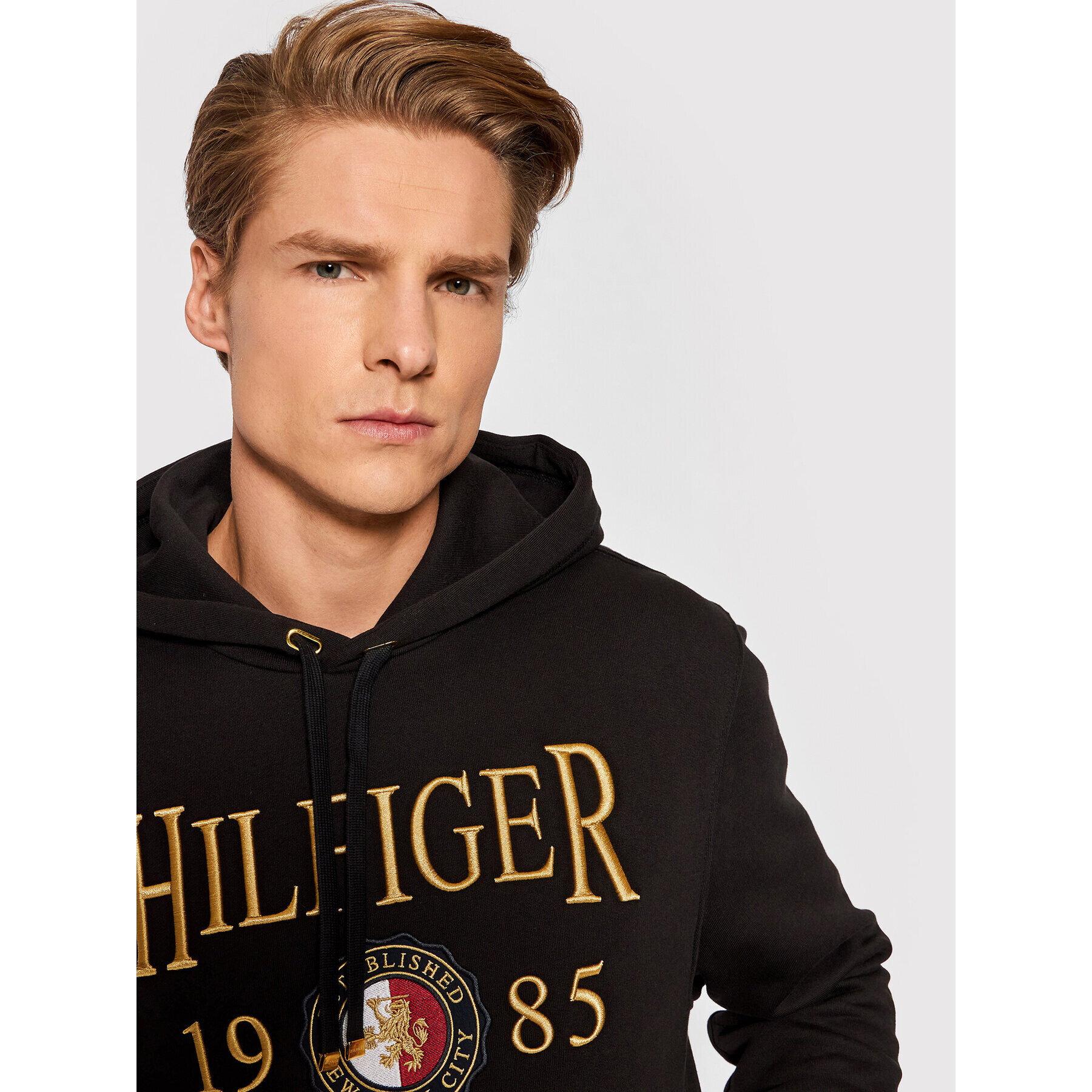 Tommy Hilfiger Mikina Icon Crest MW0MW22124 Černá Relaxed Fit - Pepit.cz