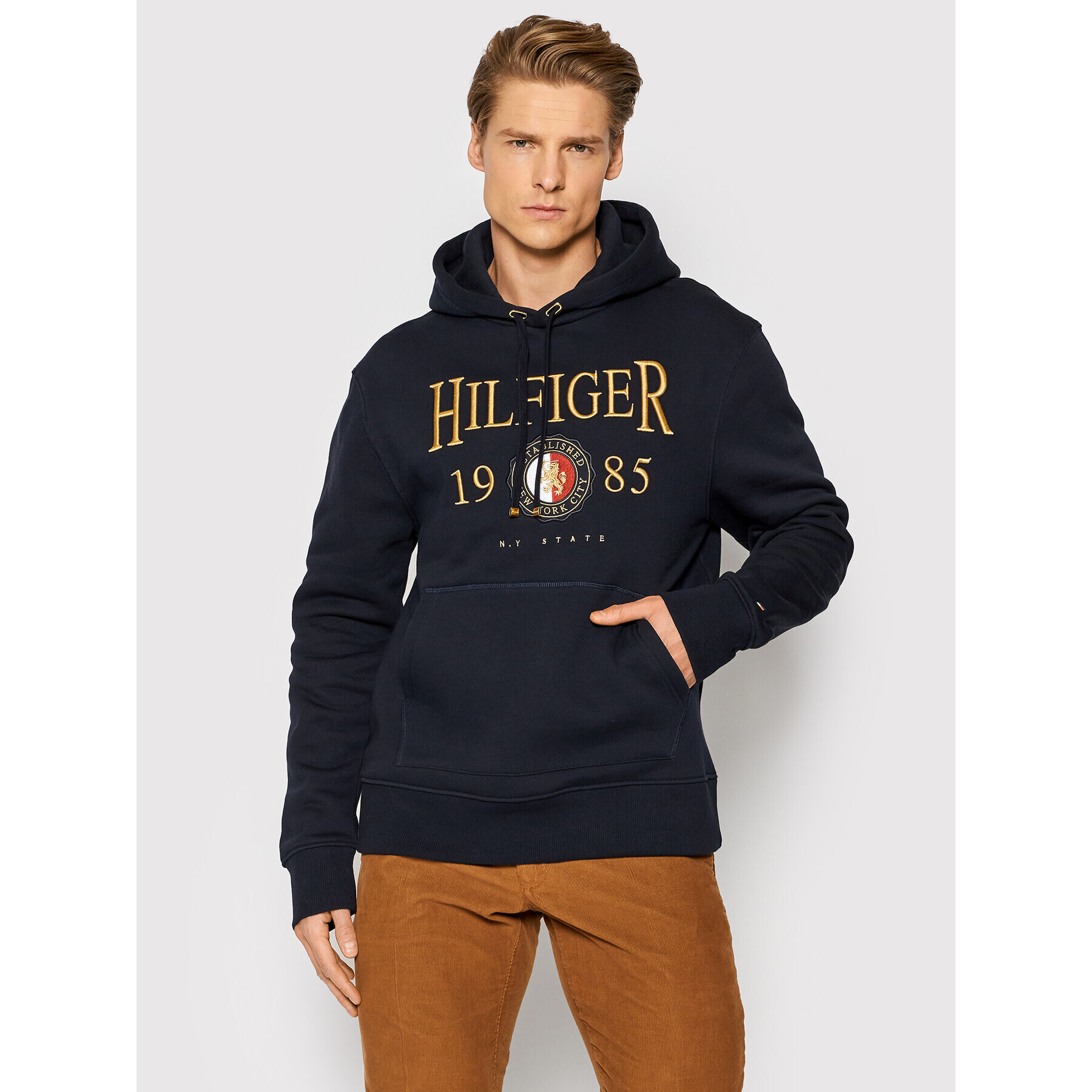 Tommy Hilfiger Mikina Icon Crest MW0MW22124 Tmavomodrá Regular Fit - Pepit.cz