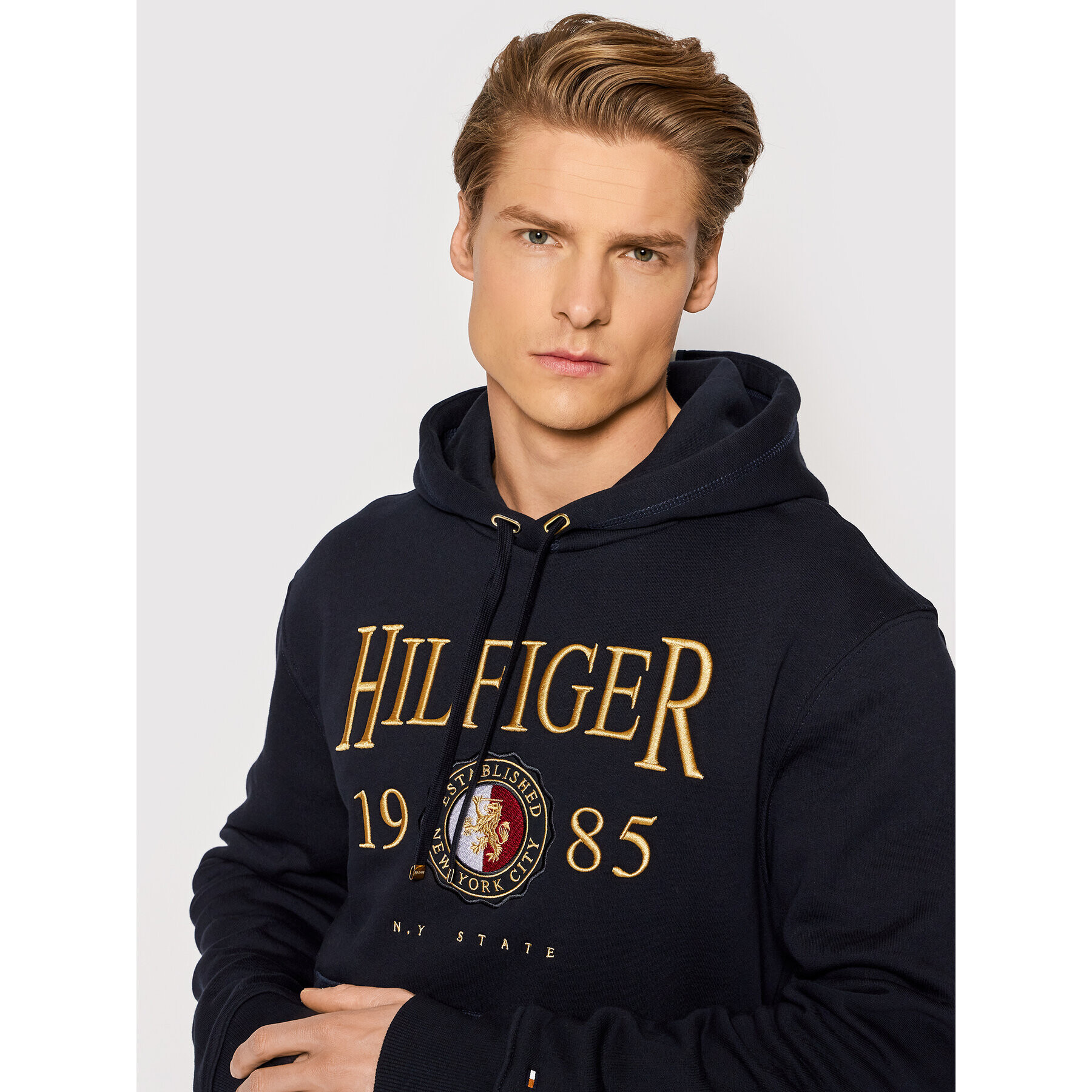 Tommy Hilfiger Mikina Icon Crest MW0MW22124 Tmavomodrá Regular Fit - Pepit.cz