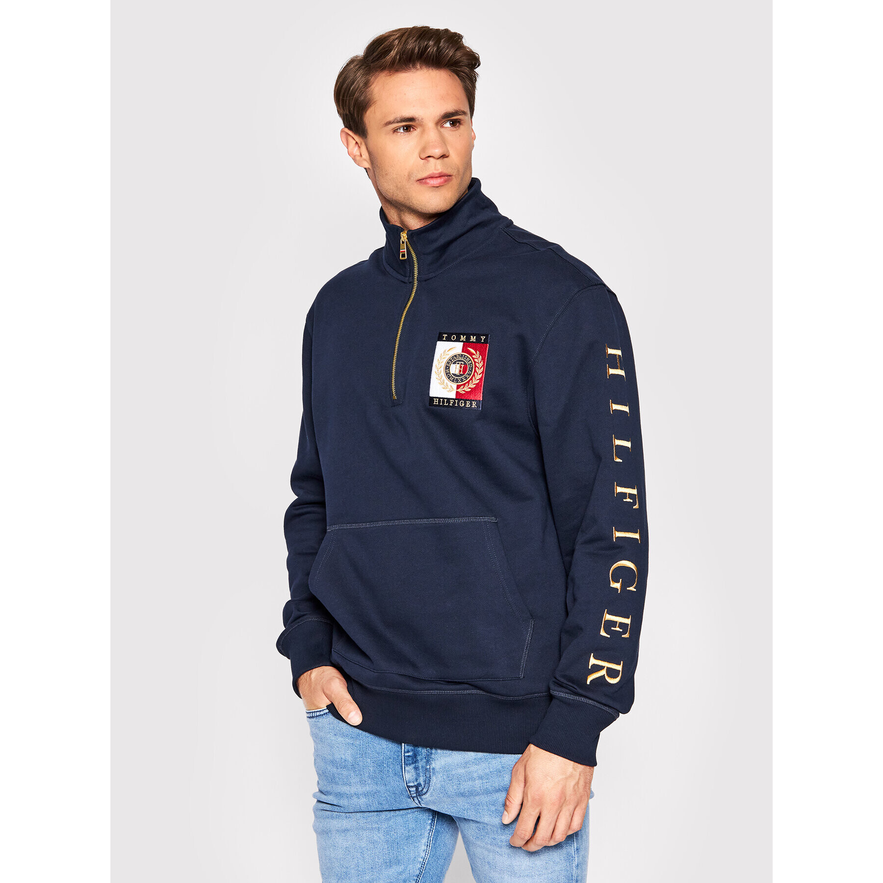 Tommy Hilfiger Mikina Icon Square MW0MW24344 Tmavomodrá Regular Fit - Pepit.cz