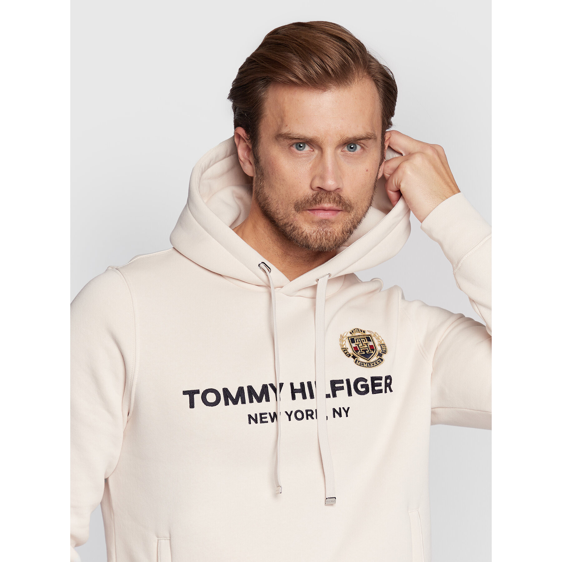 Tommy Hilfiger Mikina Icon Stack Crest MW0MW29332 Béžová Regular Fit - Pepit.cz