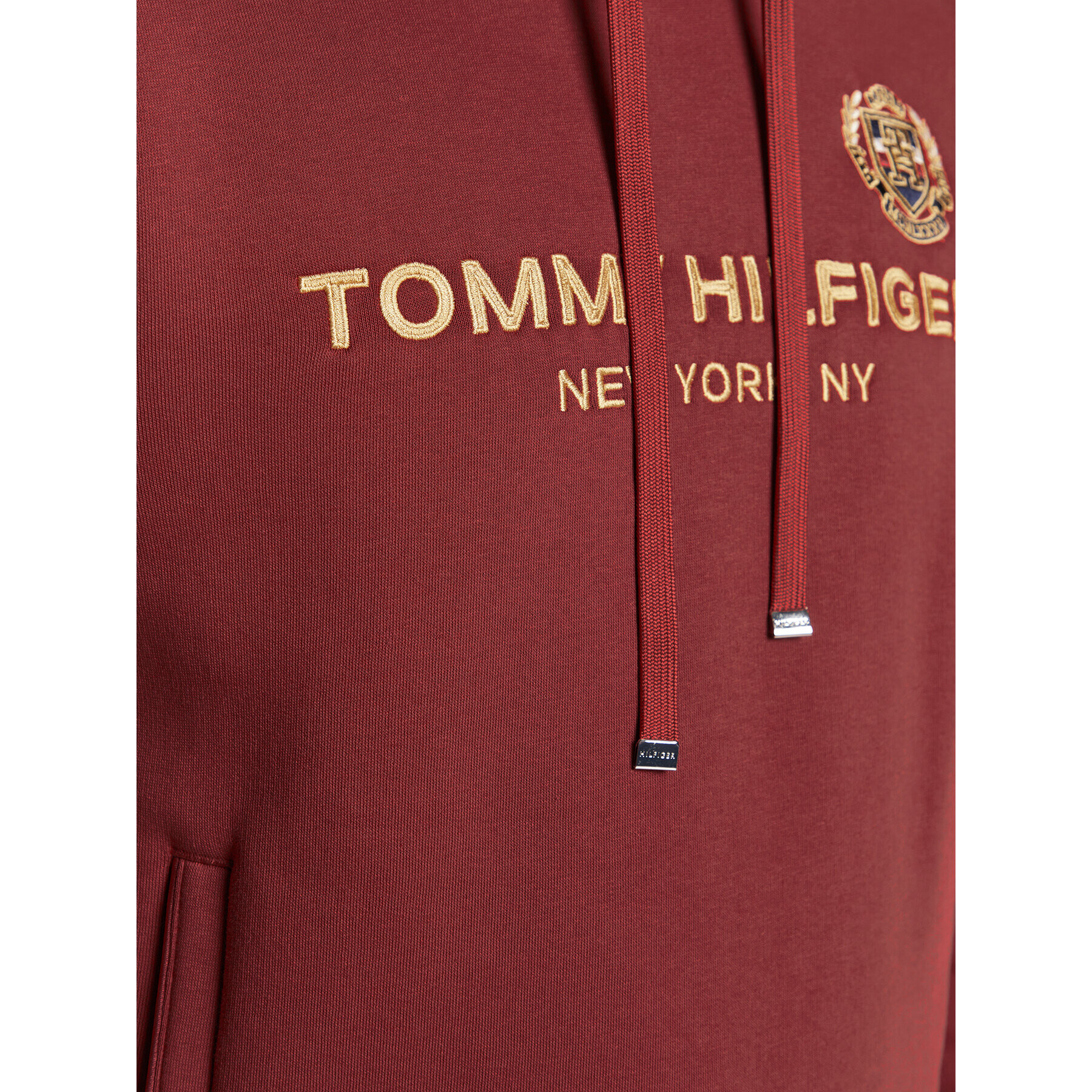 Tommy Hilfiger Mikina Icon Stack Crest MW0MW29332 Červená Regular Fit - Pepit.cz