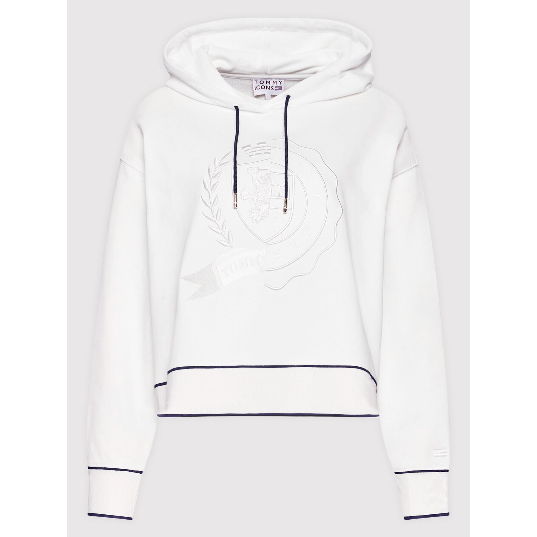 Tommy Hilfiger Mikina ICONS WW0WW34398 Bílá Relaxed Fit - Pepit.cz