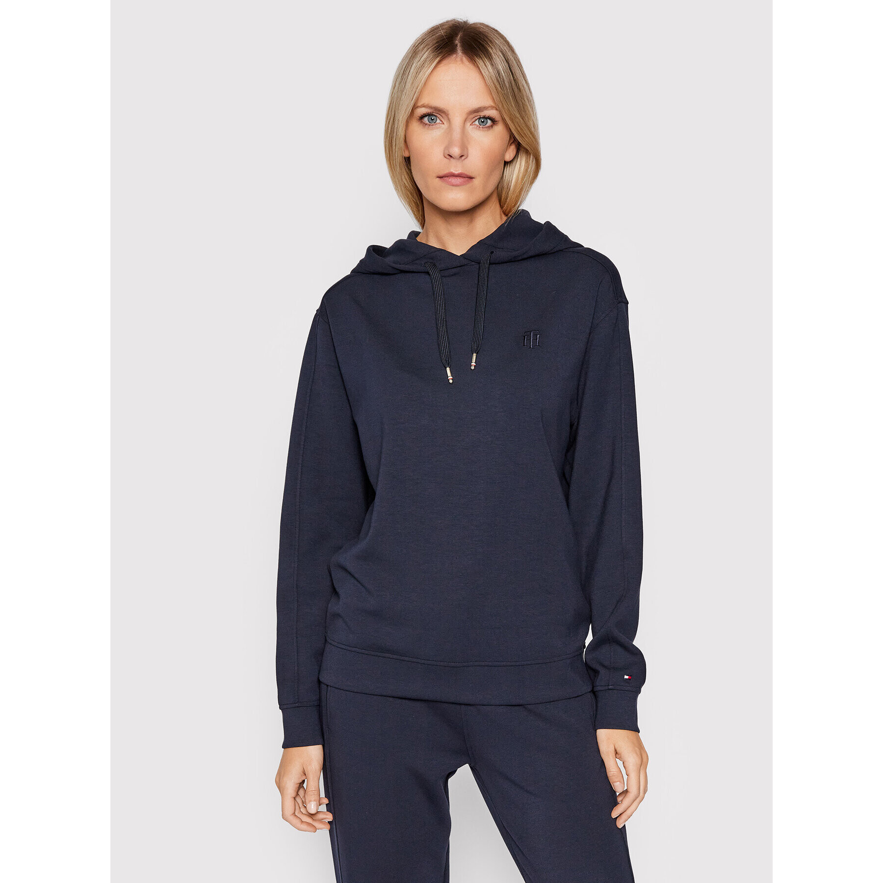 Tommy Hilfiger Mikina Interlock WW0WW32305 Tmavomodrá Relaxed Fit - Pepit.cz