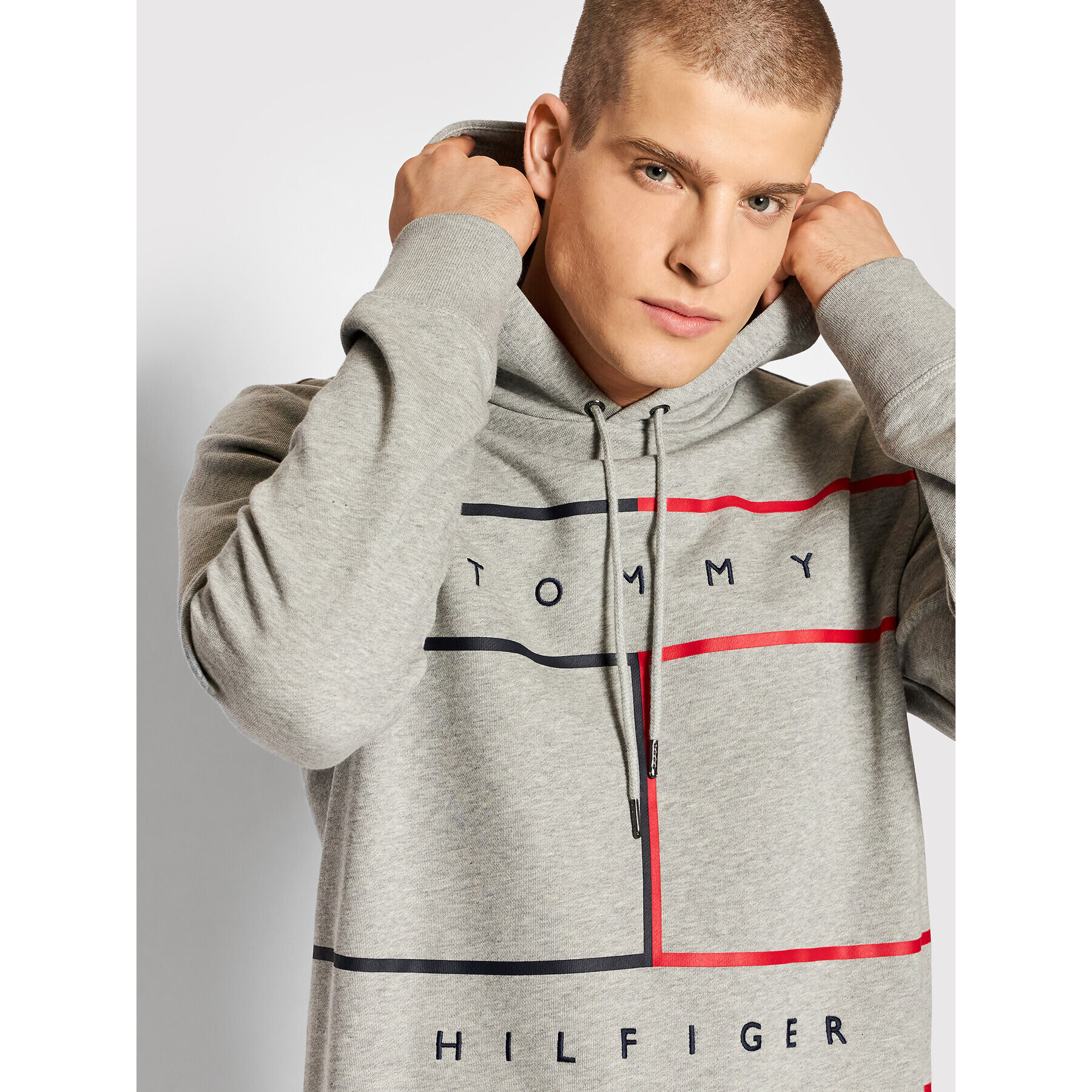 Tommy Hilfiger Mikina Large Rwb Flag MW0MW25048 Šedá Regular Fit - Pepit.cz