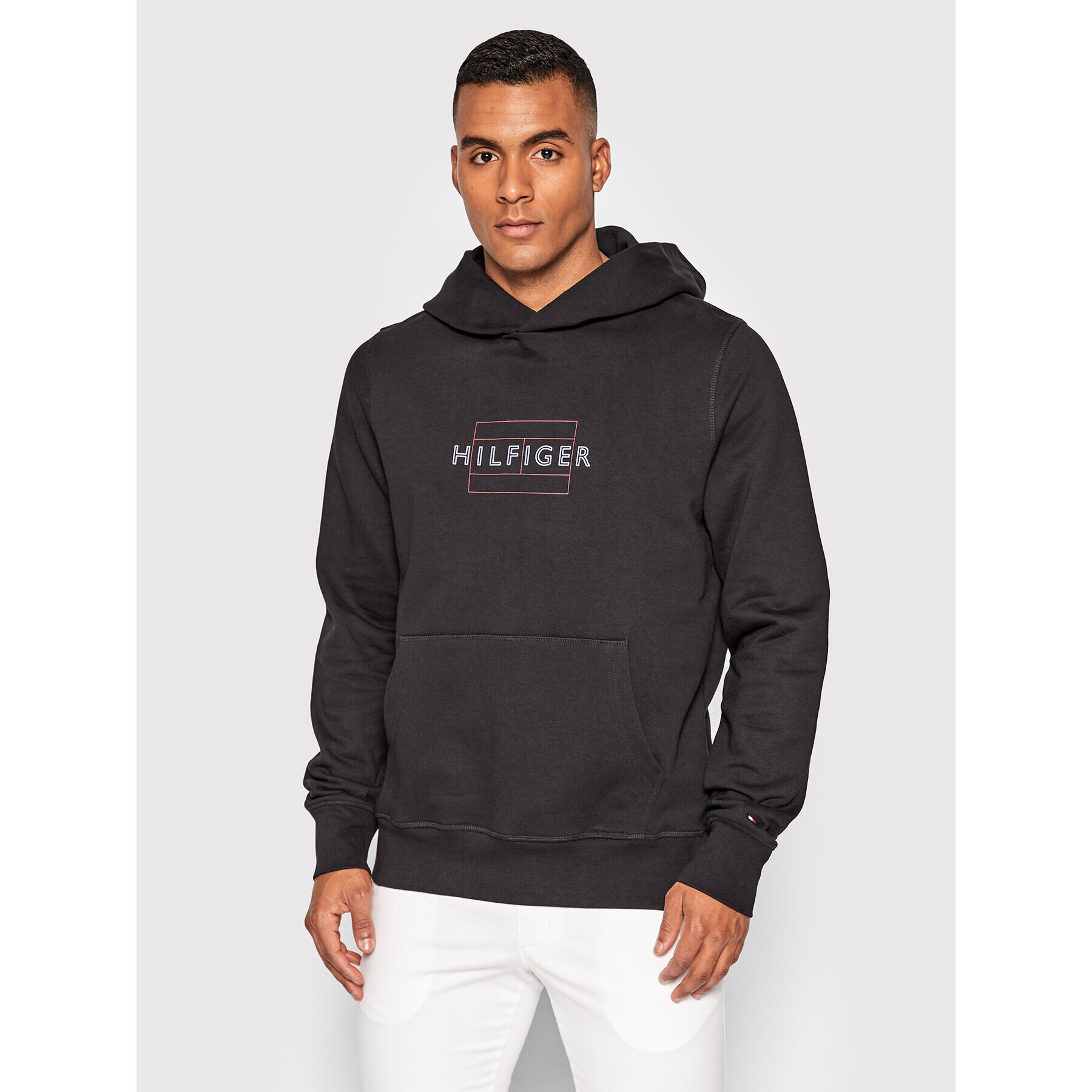 Tommy Hilfiger Mikina Linear Flag MW0MW25598 Černá Regular Fit - Pepit.cz