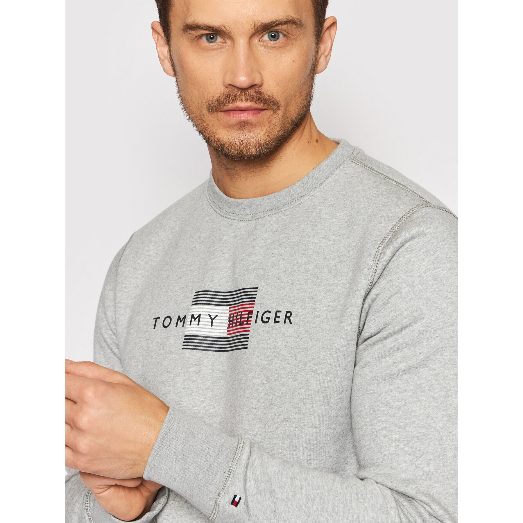 Tommy Hilfiger Mikina Lines Crewneck MW0MW20118 Šedá Regular Fit - Pepit.cz