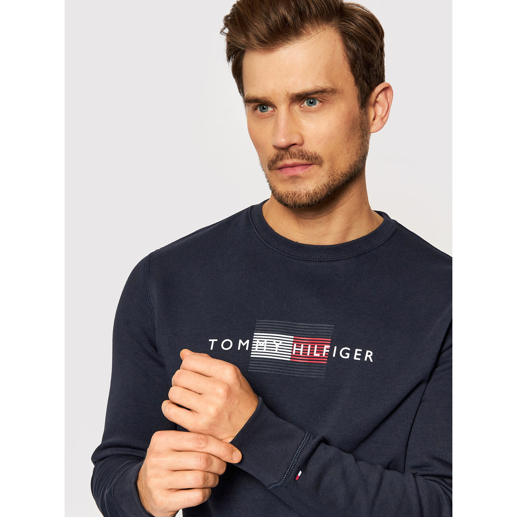 Tommy Hilfiger Mikina Lines MW0MW20118 Tmavomodrá Regular Fit - Pepit.cz