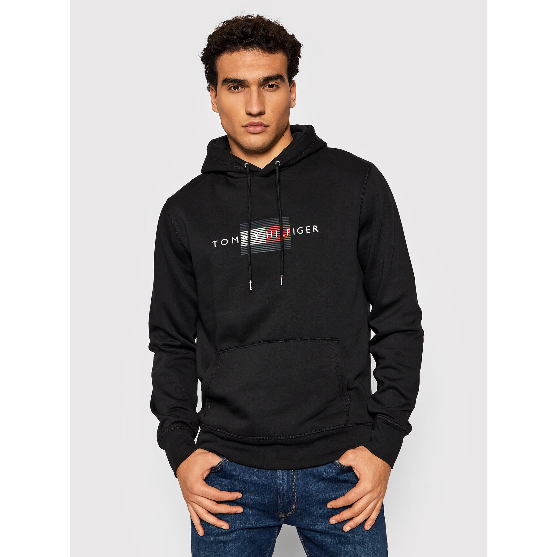 Tommy Hilfiger Mikina Lines MW0MW20952 Černá Regular Fit - Pepit.cz