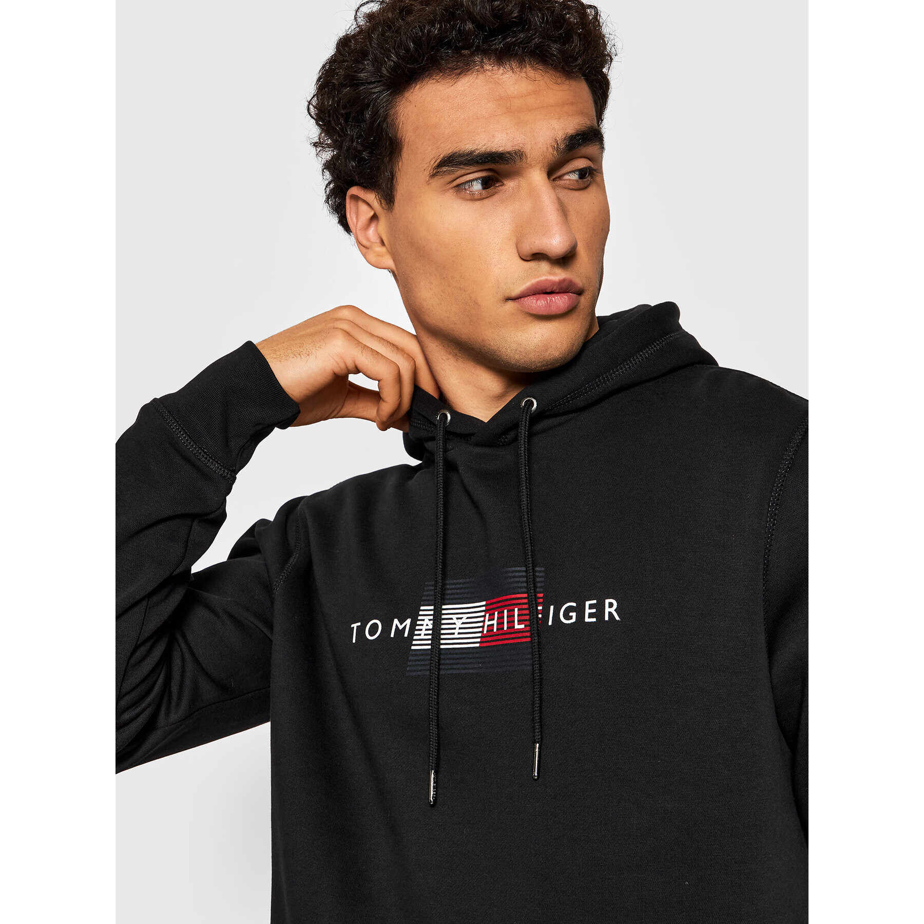 Tommy Hilfiger Mikina Lines MW0MW20952 Černá Regular Fit - Pepit.cz