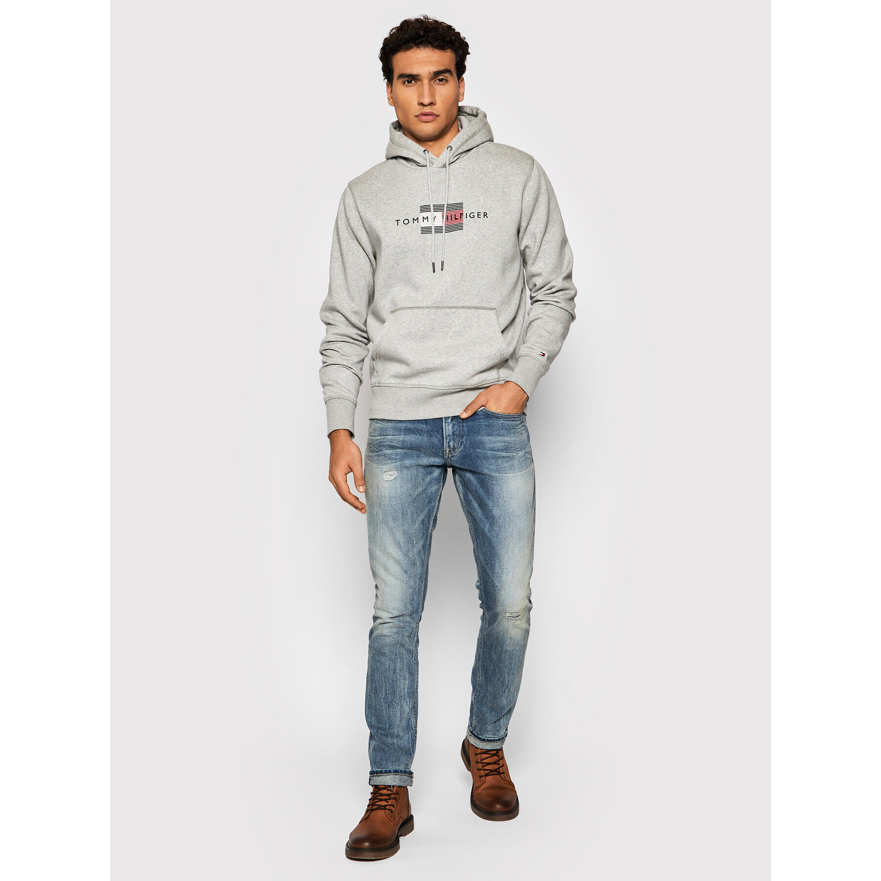 Tommy Hilfiger Mikina Lines MW0MW20952 Šedá Regular Fit - Pepit.cz