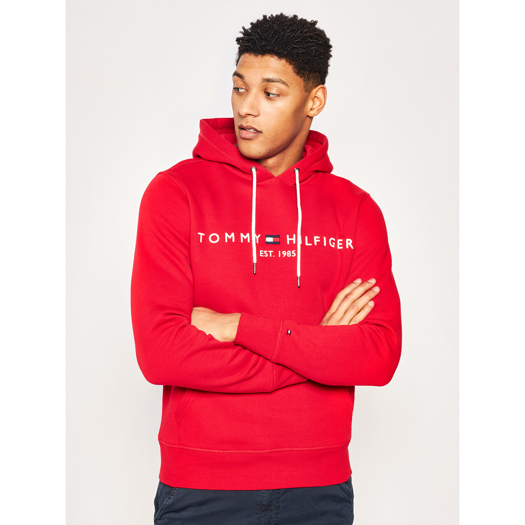 Tommy Hilfiger Mikina Logo Hoody MW0MW11599 Červená Regular Fit - Pepit.cz