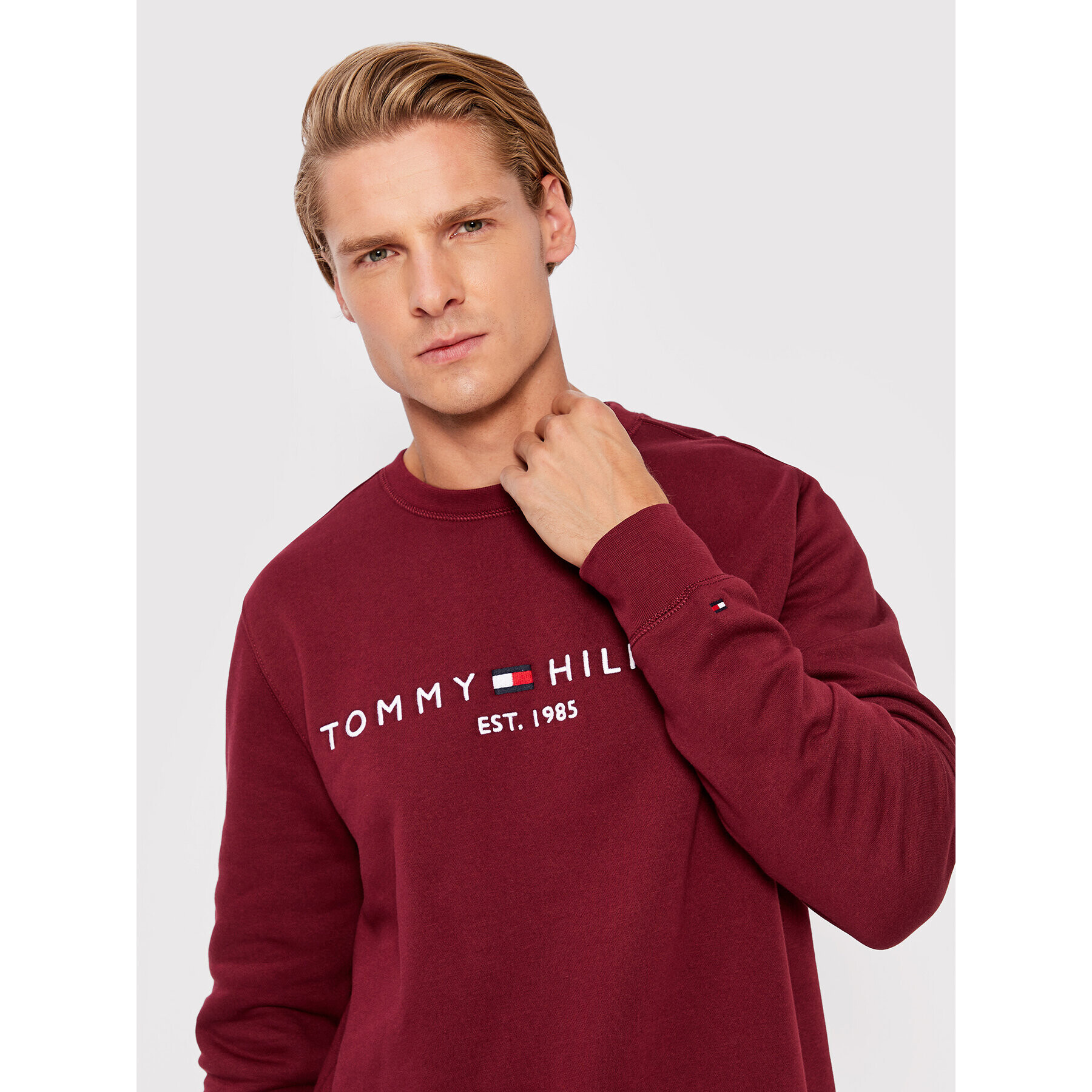 Tommy Hilfiger Mikina Logo MW0MW11596 Bordó Regular Fit - Pepit.cz