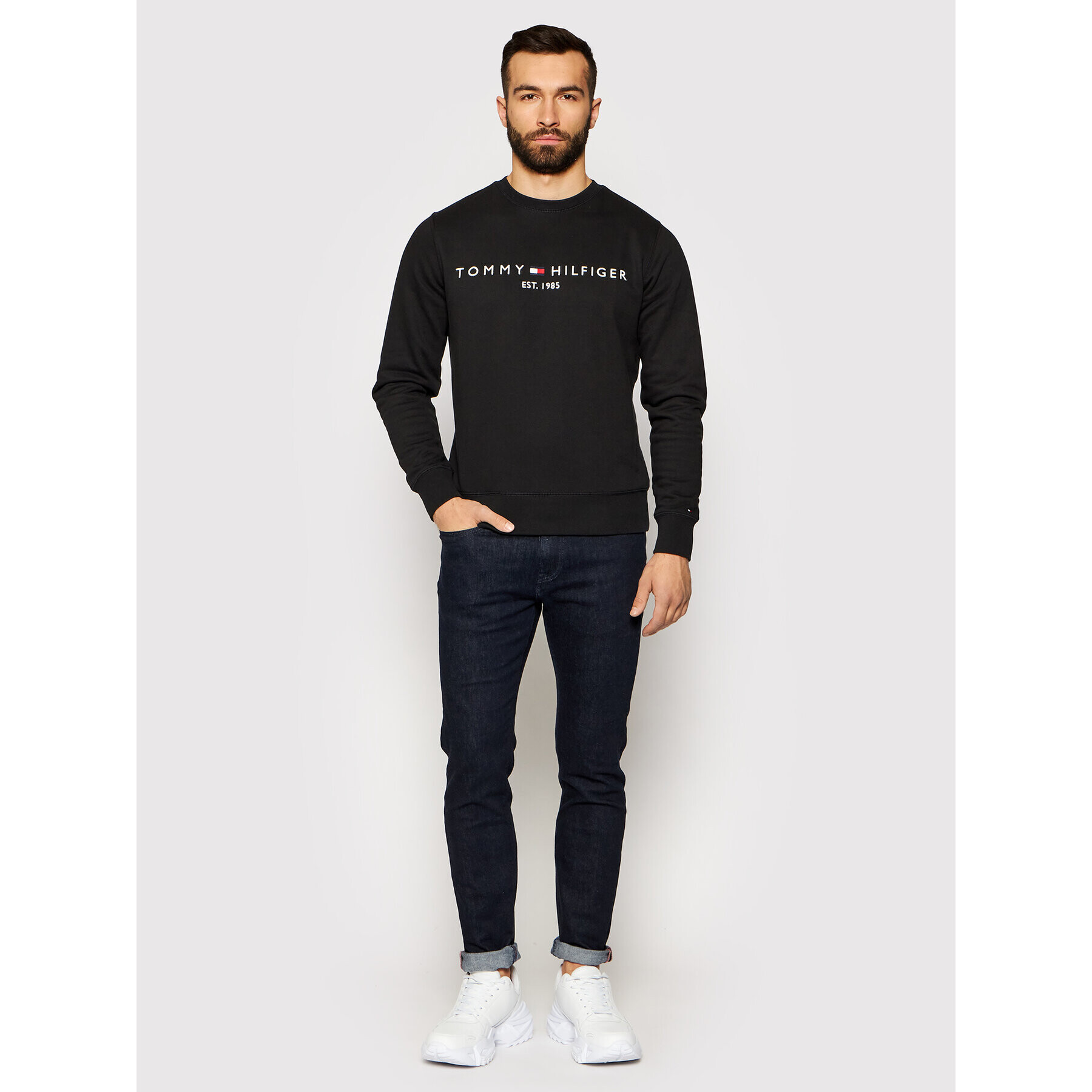 Tommy Hilfiger Mikina Logo MW0MW11596 Černá Regular Fit - Pepit.cz