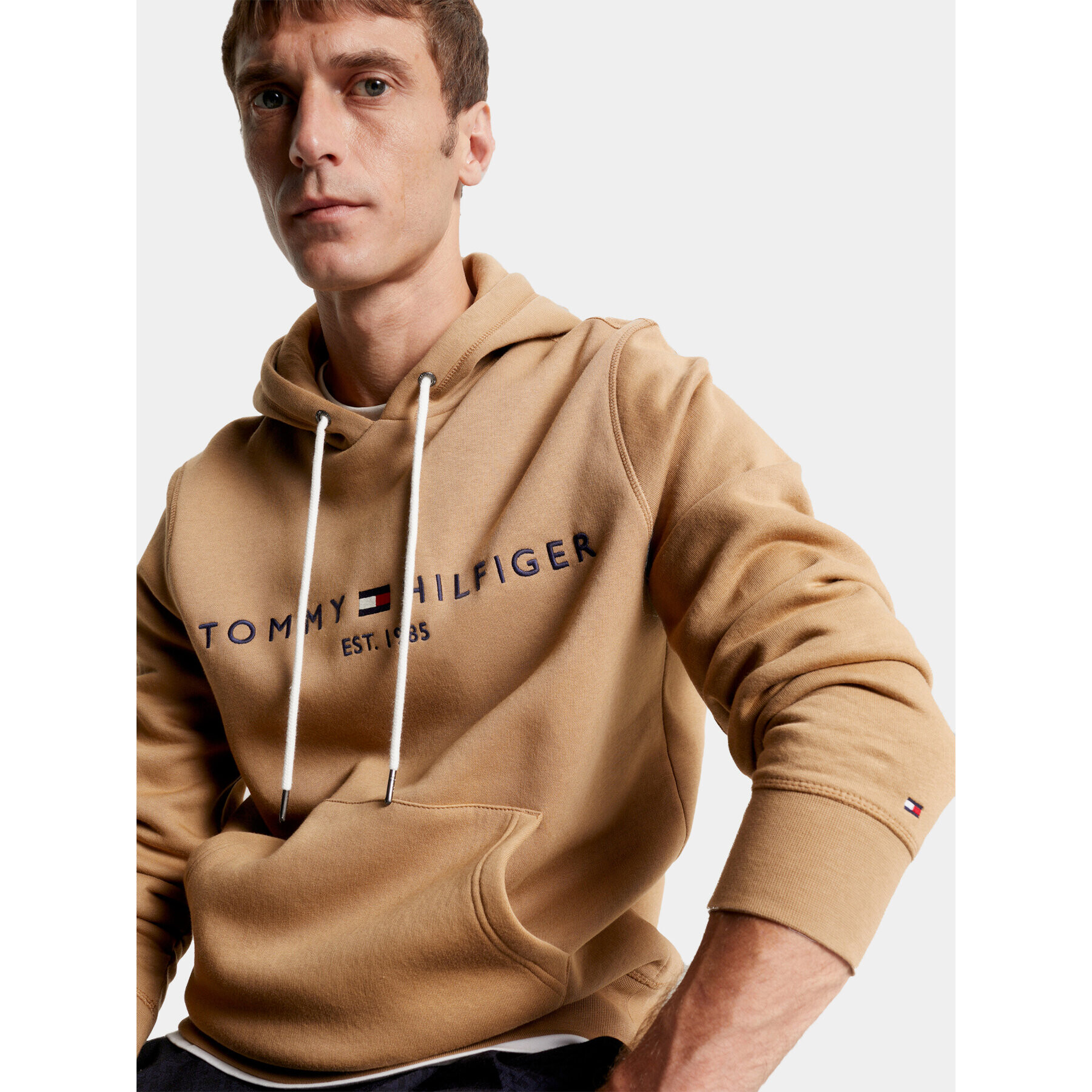 Tommy Hilfiger Mikina Logo MW0MW11599 Béžová Regular Fit - Pepit.cz