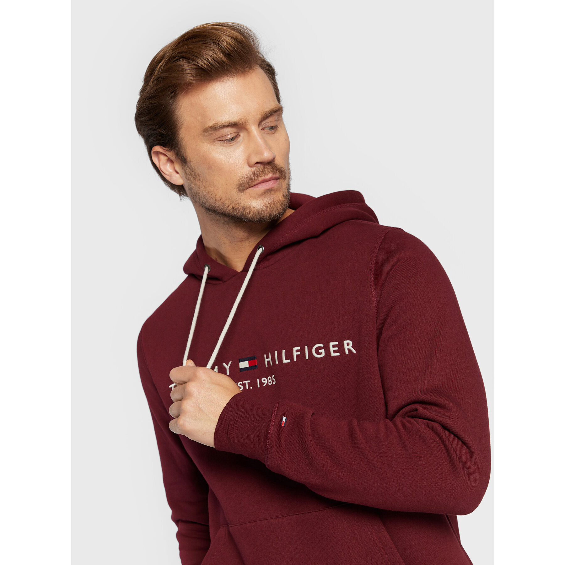 Tommy Hilfiger Mikina Logo MW0MW11599 Bordó Regular Fit - Pepit.cz