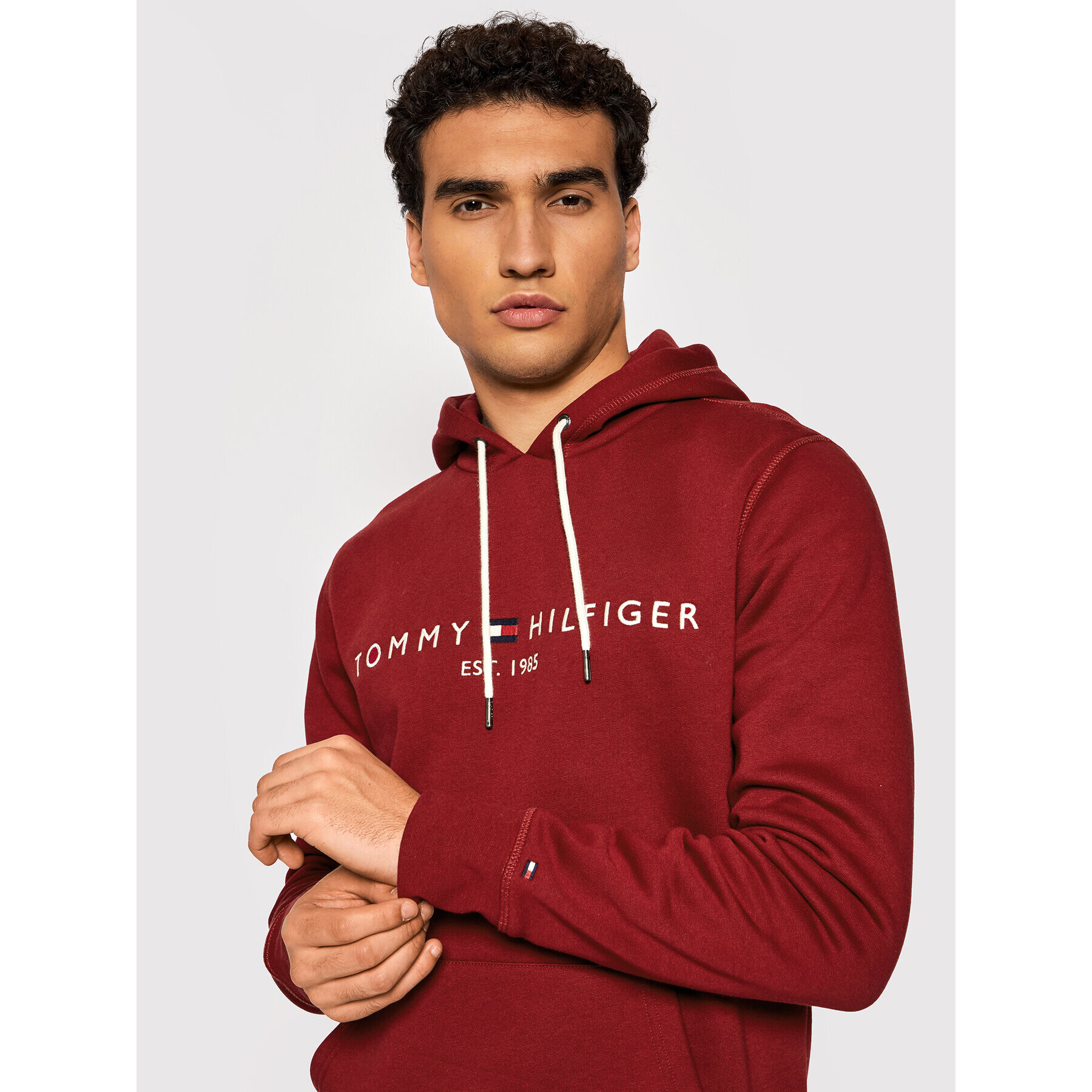 Tommy Hilfiger Mikina Logo MW0MW11599 Červená Regular Fit - Pepit.cz