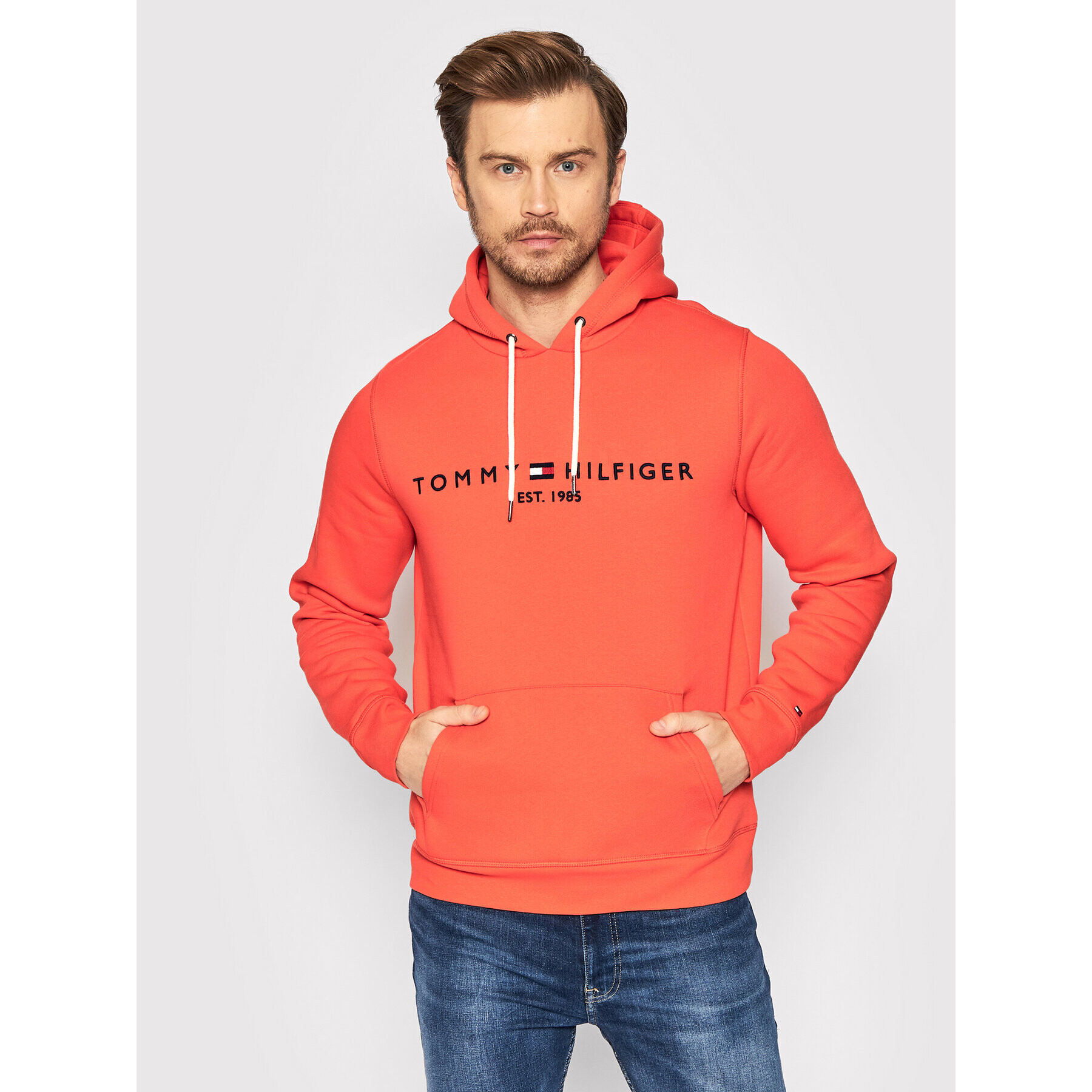 Tommy Hilfiger Mikina Logo MW0MW11599 Oranžová Regular Fit - Pepit.cz