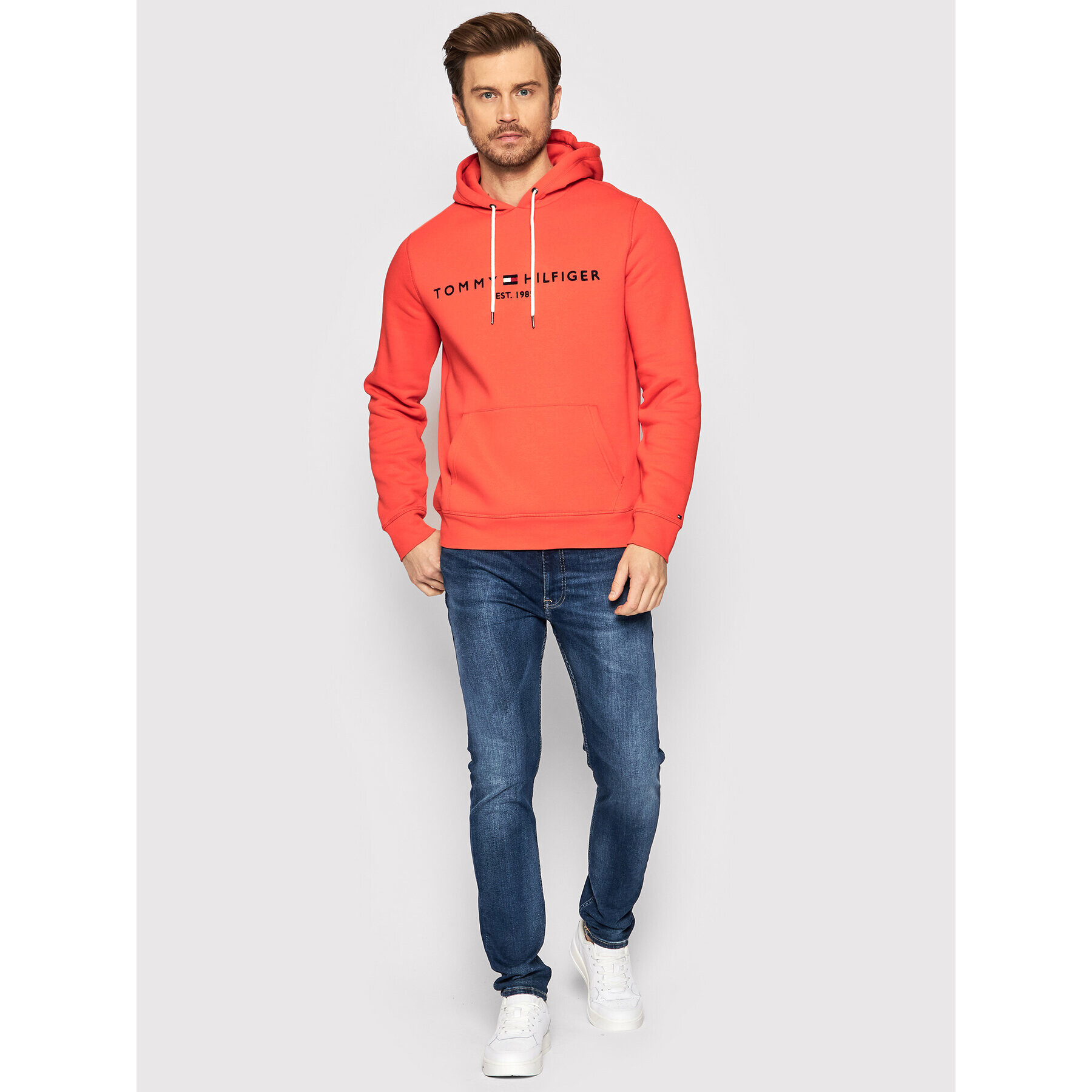 Tommy Hilfiger Mikina Logo MW0MW11599 Oranžová Regular Fit - Pepit.cz