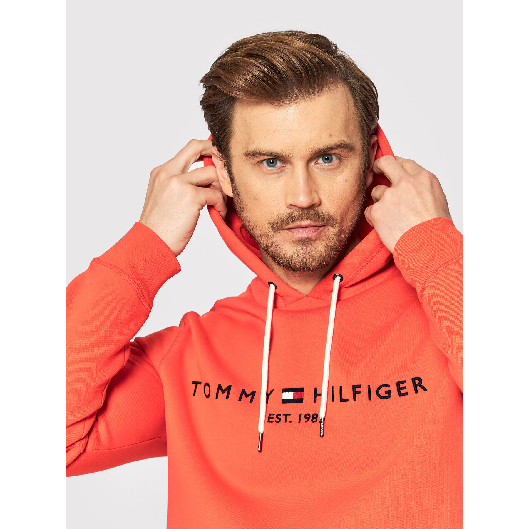 Tommy Hilfiger Mikina Logo MW0MW11599 Oranžová Regular Fit - Pepit.cz