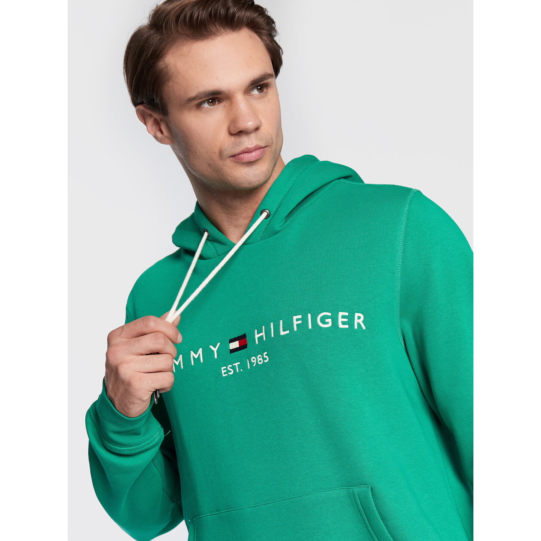 Tommy Hilfiger Mikina Logo MW0MW11599 Zelená Regular Fit - Pepit.cz