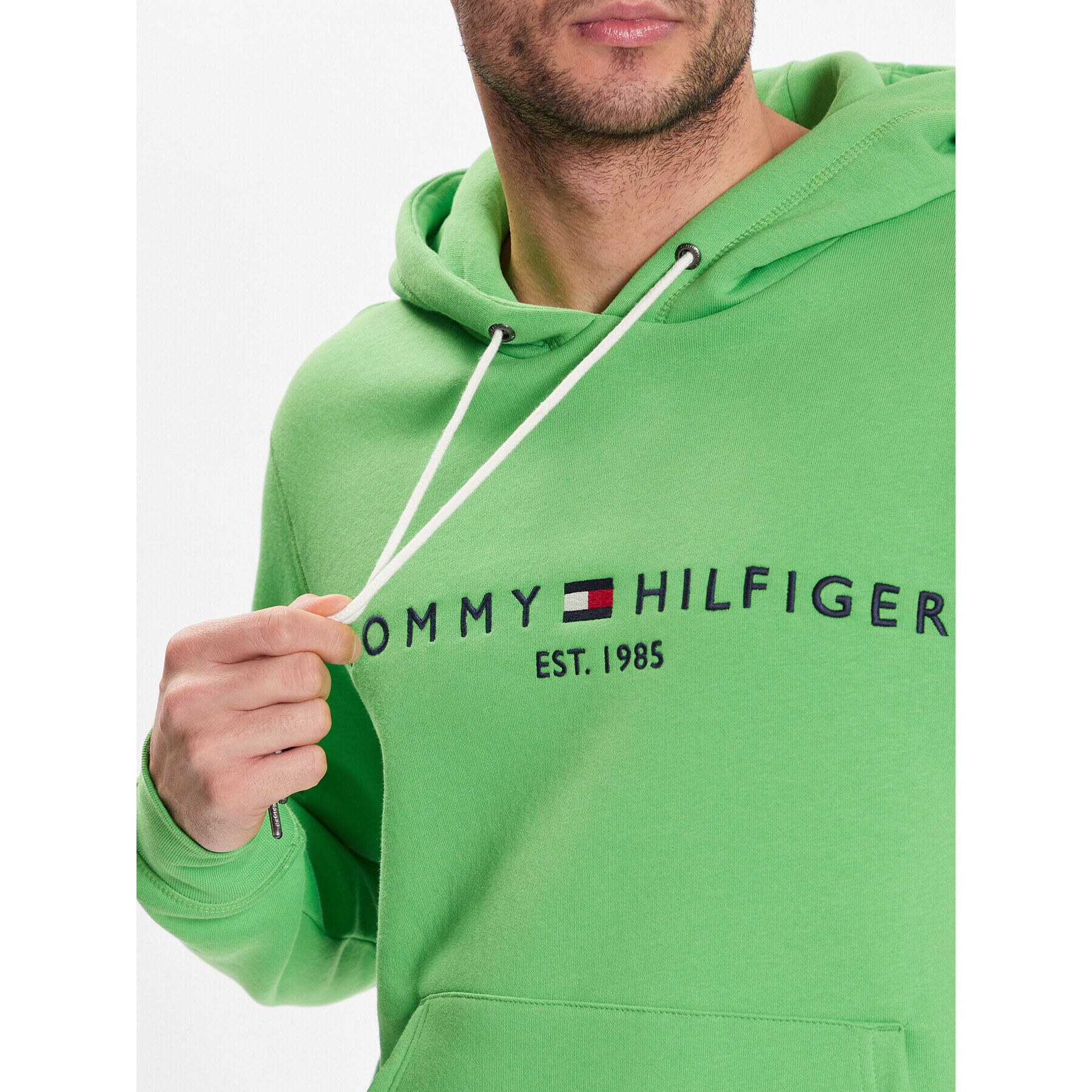 Tommy Hilfiger Mikina Logo MW0MW11599 Zelená Regular Fit - Pepit.cz