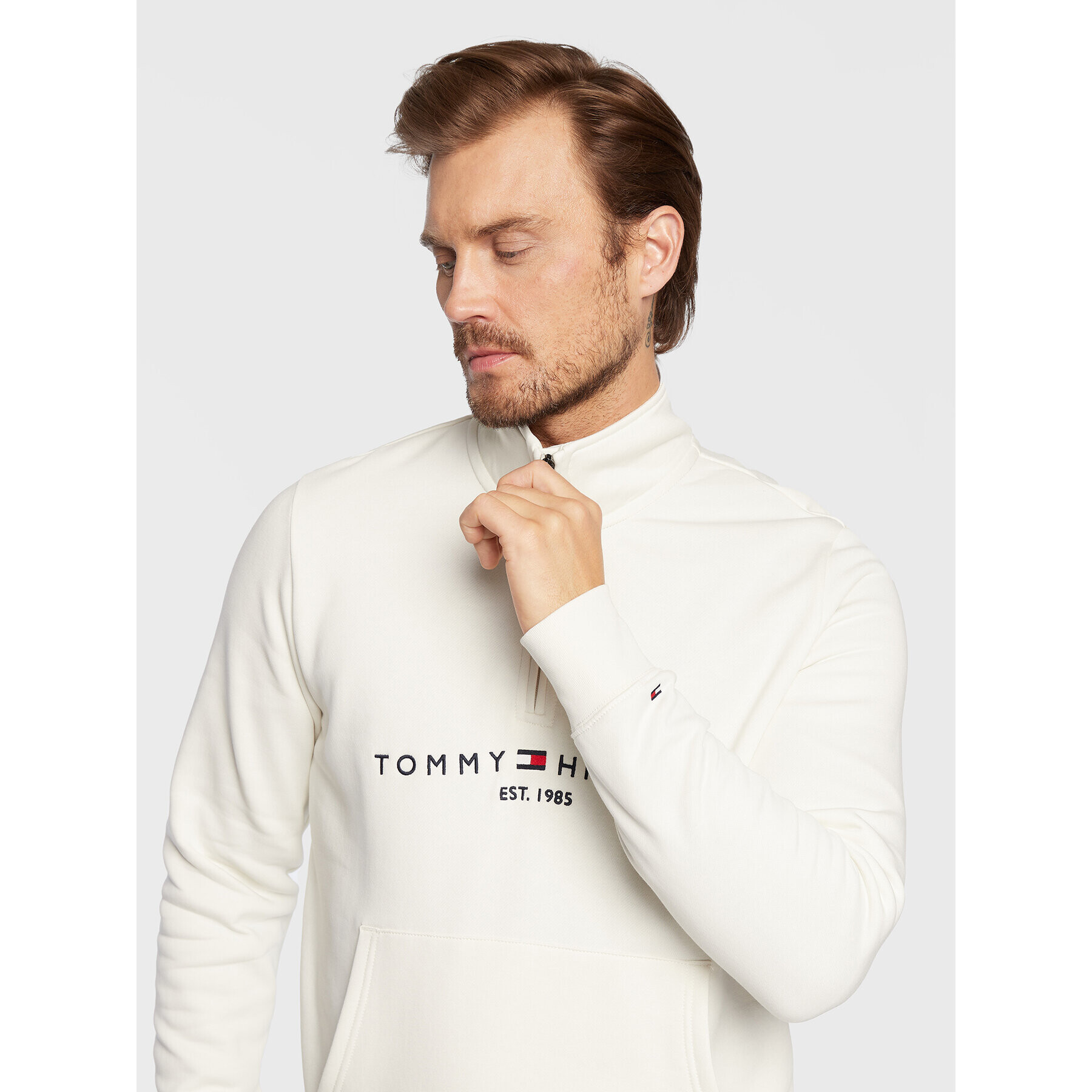 Tommy Hilfiger Mikina Logo MW0MW20954 Bílá Regular Fit - Pepit.cz