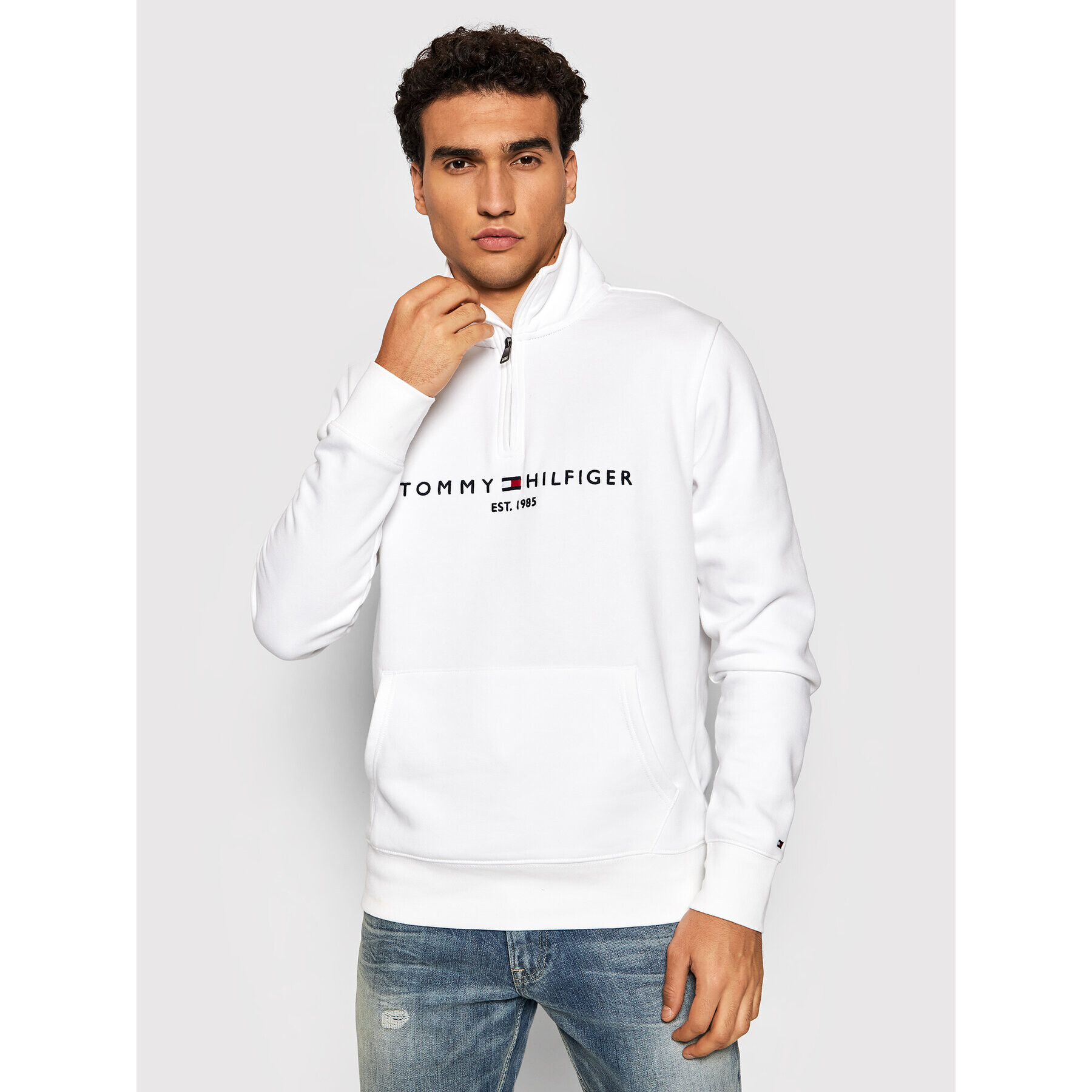 Tommy Hilfiger Mikina Logo MW0MW20954 Bílá Regular Fit - Pepit.cz