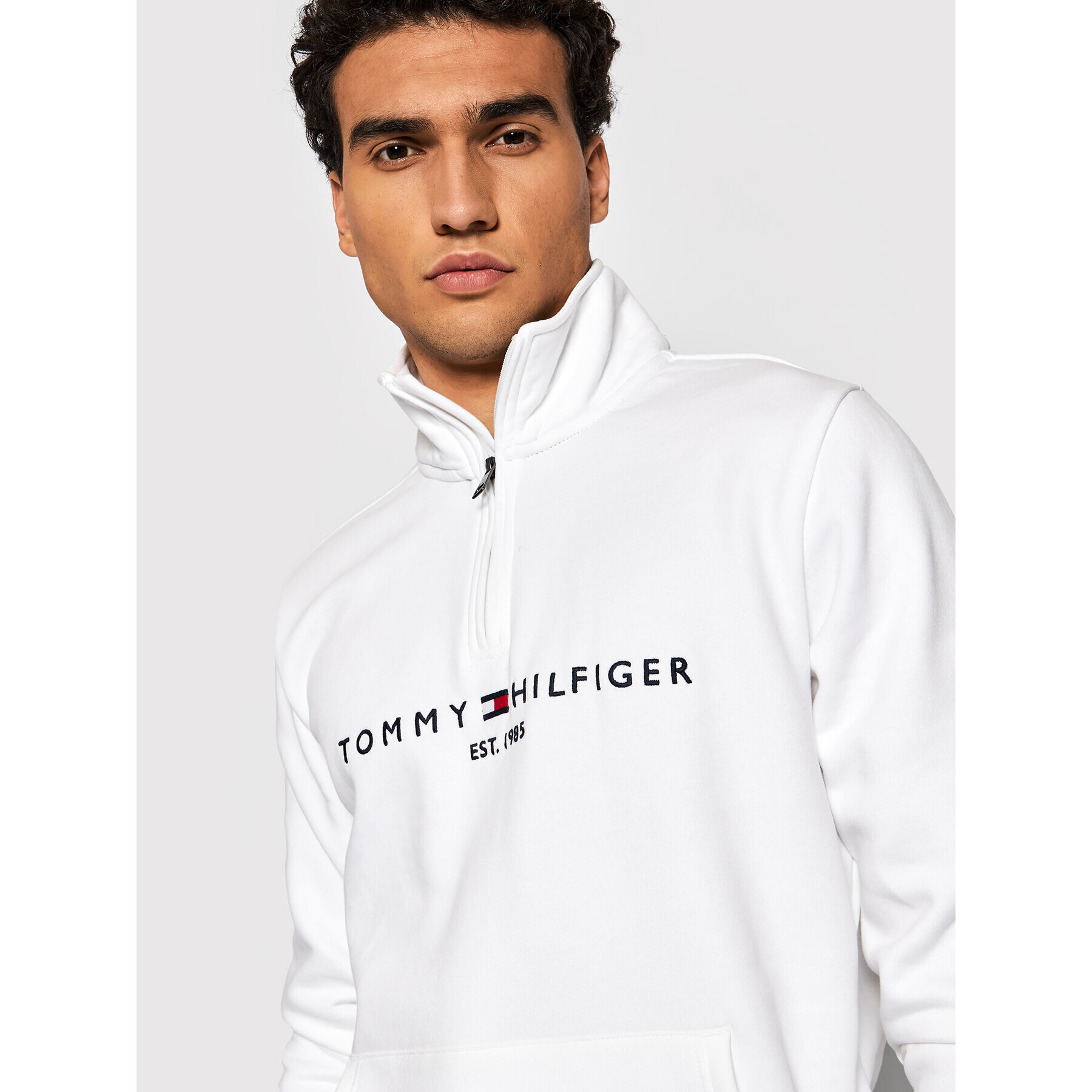 Tommy Hilfiger Mikina Logo MW0MW20954 Bílá Regular Fit - Pepit.cz