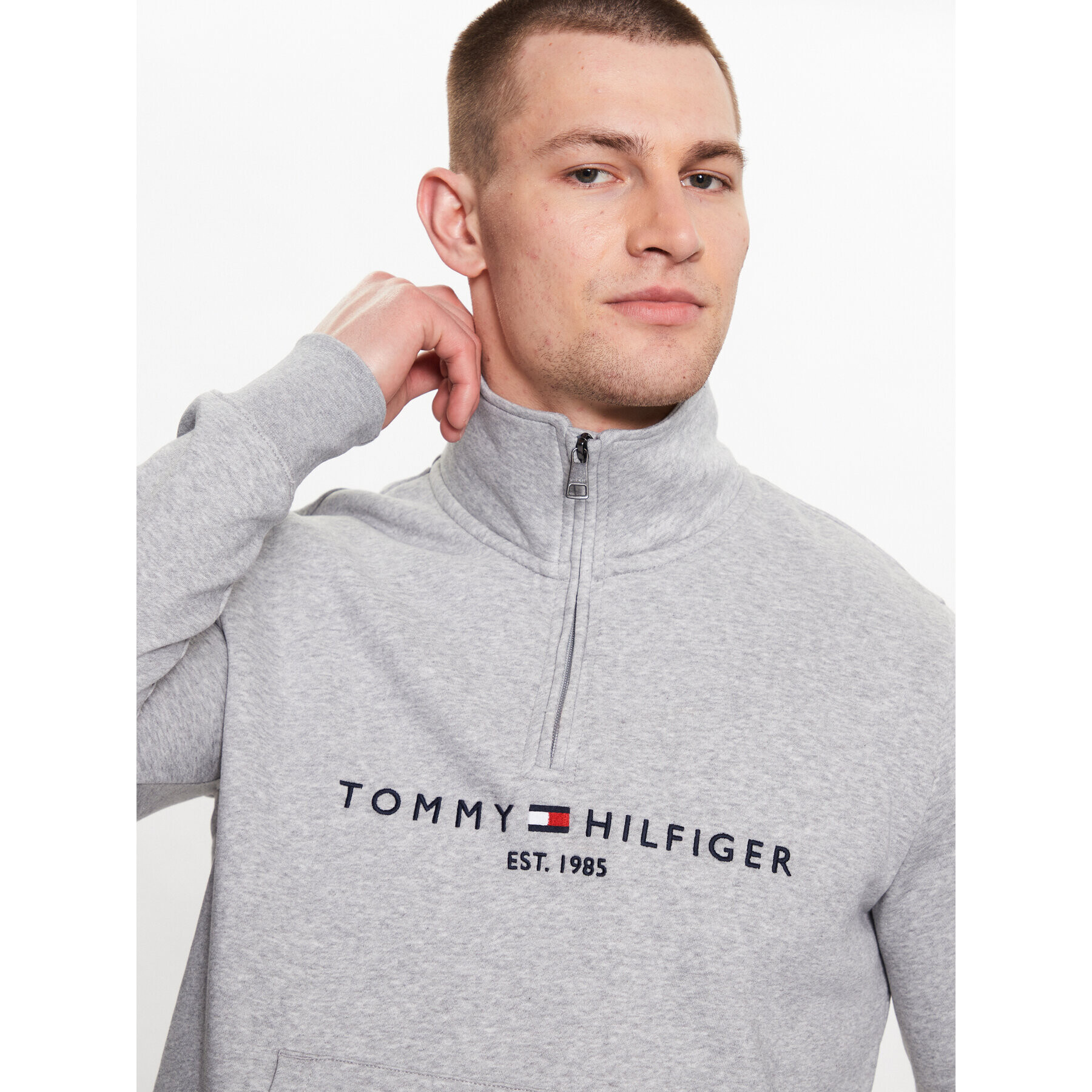 Tommy Hilfiger Mikina Logo MW0MW20954 Šedá Regular Fit - Pepit.cz