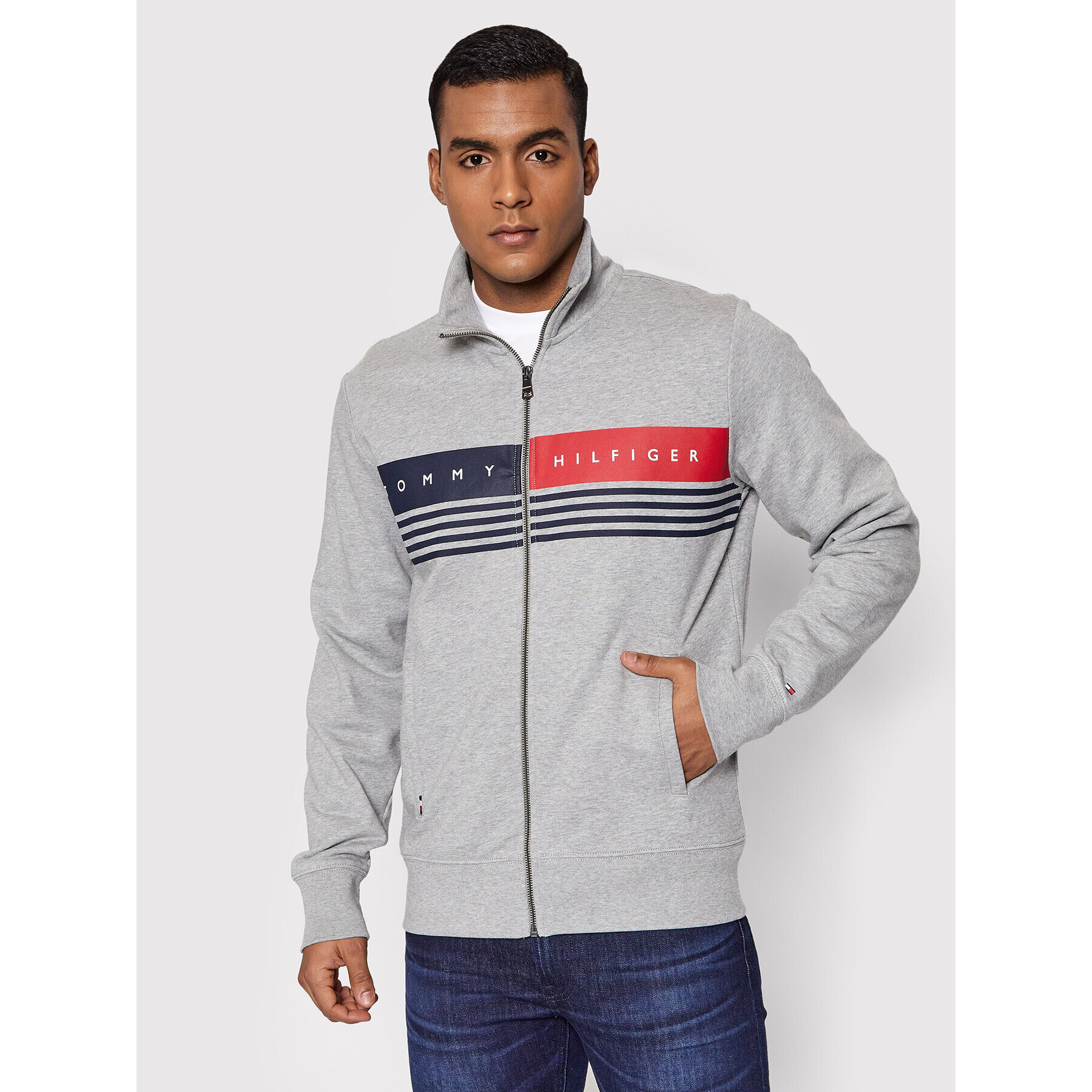 Tommy Hilfiger Mikina Logo MW0MW21094 Šedá Regular Fit - Pepit.cz