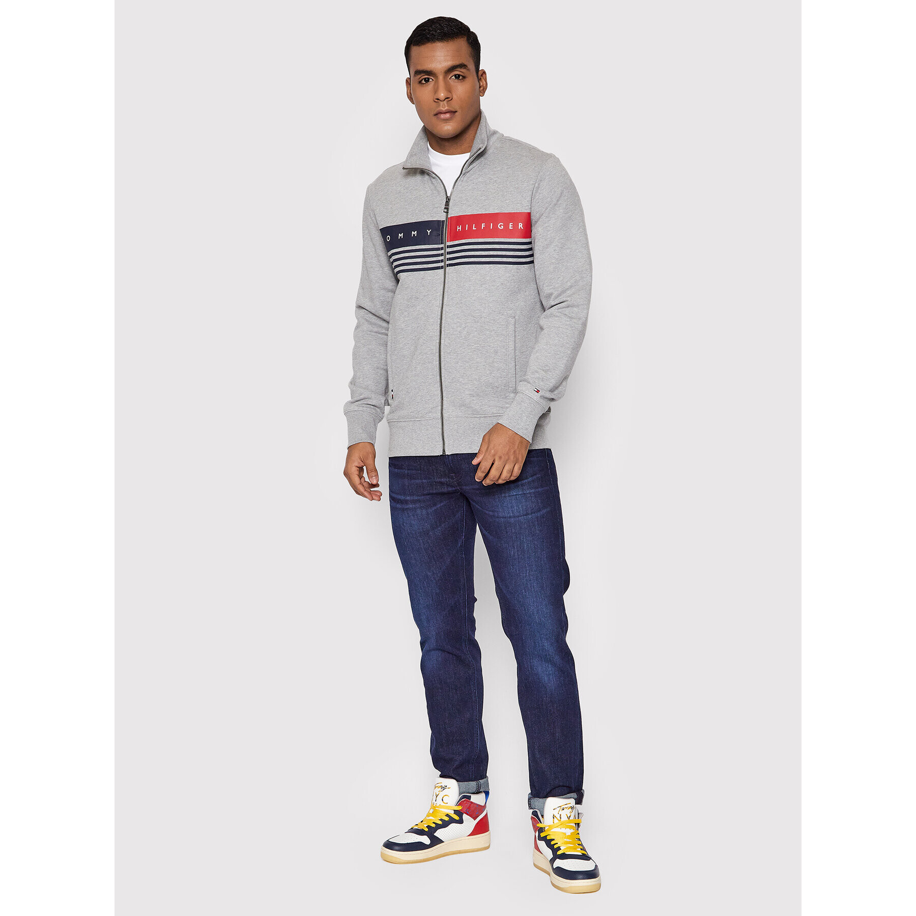 Tommy Hilfiger Mikina Logo MW0MW21094 Šedá Regular Fit - Pepit.cz