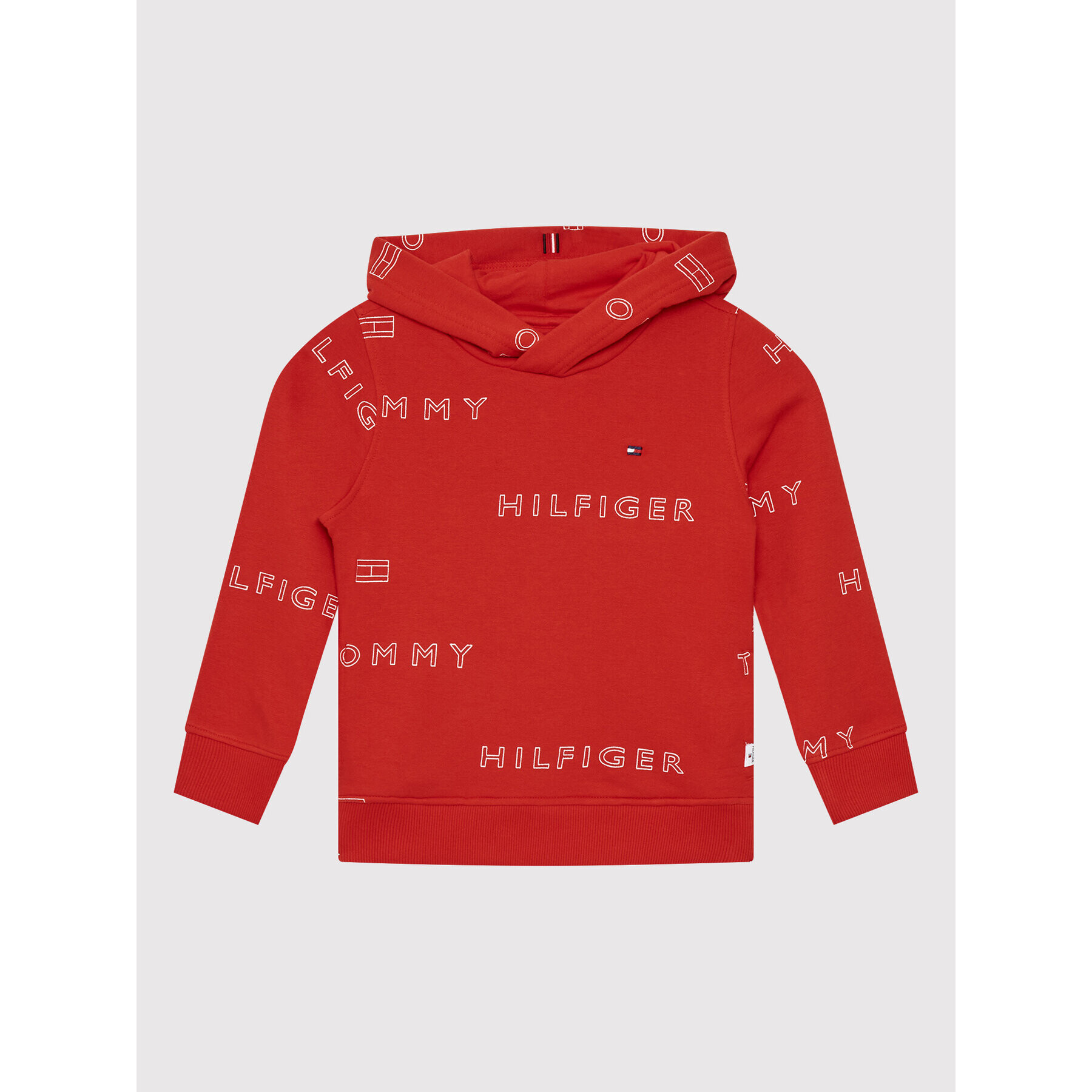 Tommy Hilfiger Mikina Logo Repeat KB0KB07652 Červená Regular Fit - Pepit.cz