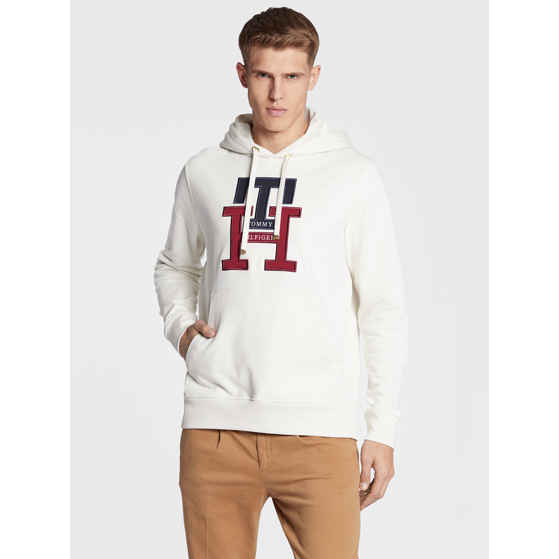 Tommy Hilfiger Mikina Lux Monogram MW0MW28187 Béžová Regular Fit - Pepit.cz