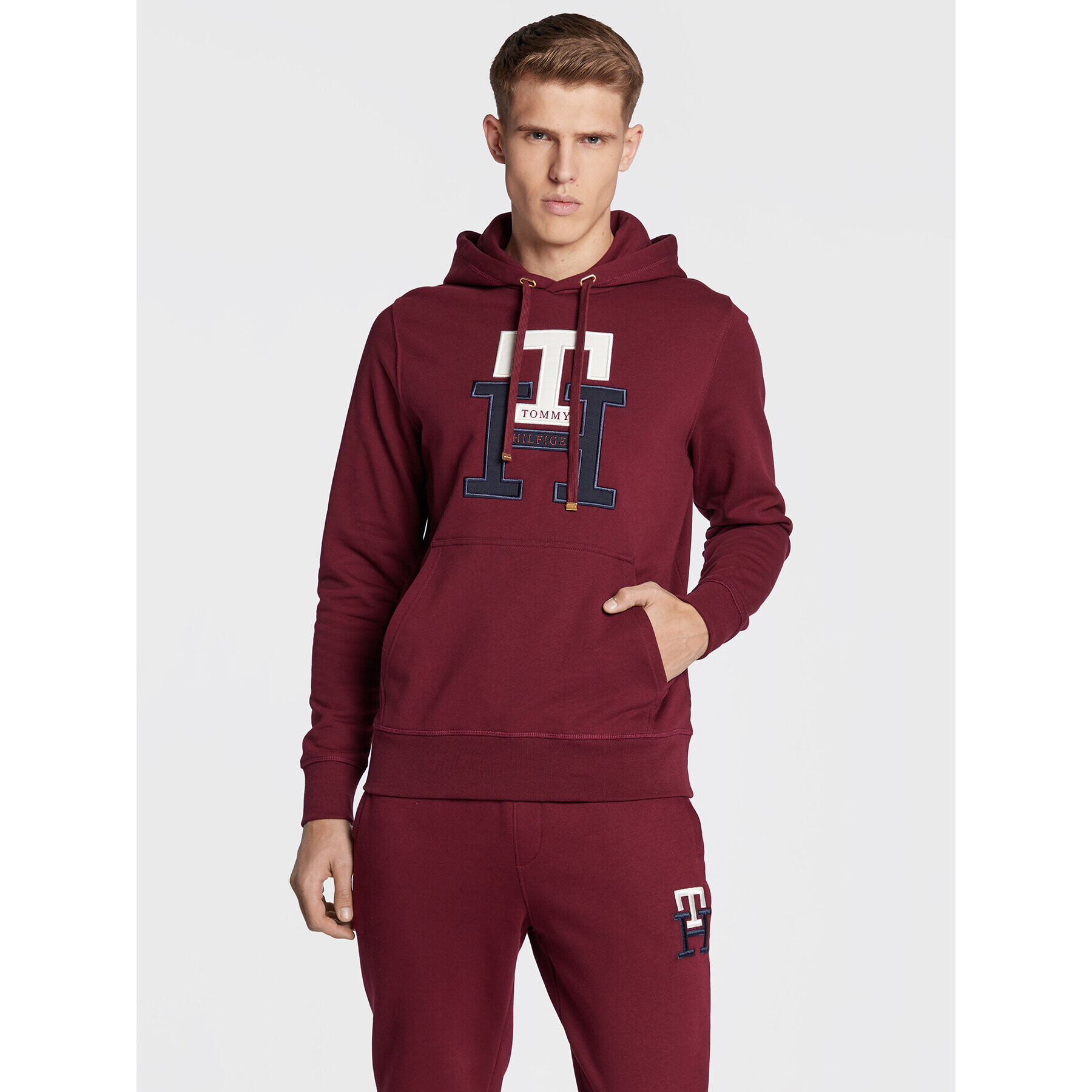 Tommy Hilfiger Mikina Lux Monogram MW0MW28187 Bordó Regular Fit - Pepit.cz