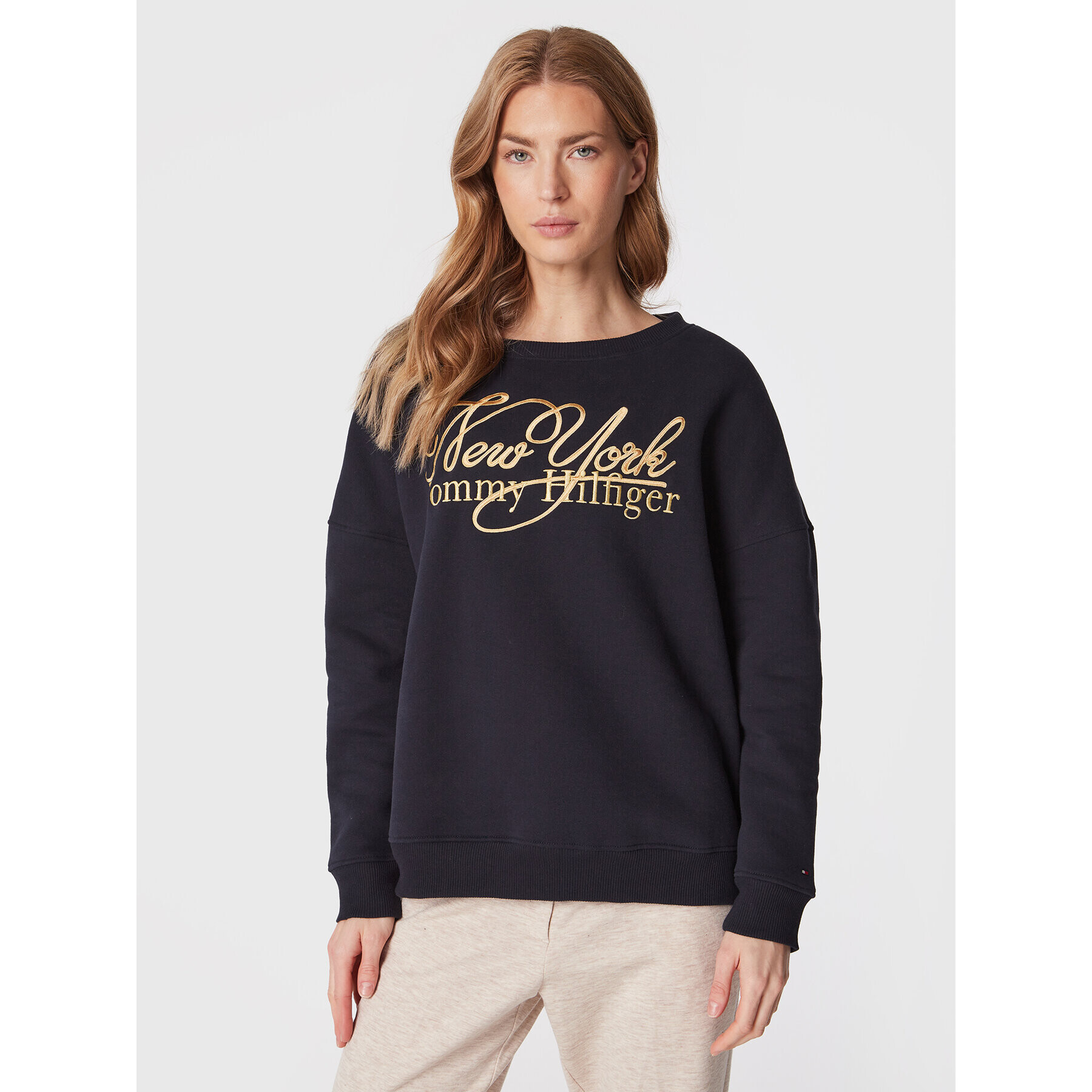 Tommy Hilfiger Mikina Metallic WW0WW37626 Tmavomodrá Relaxed Fit - Pepit.cz