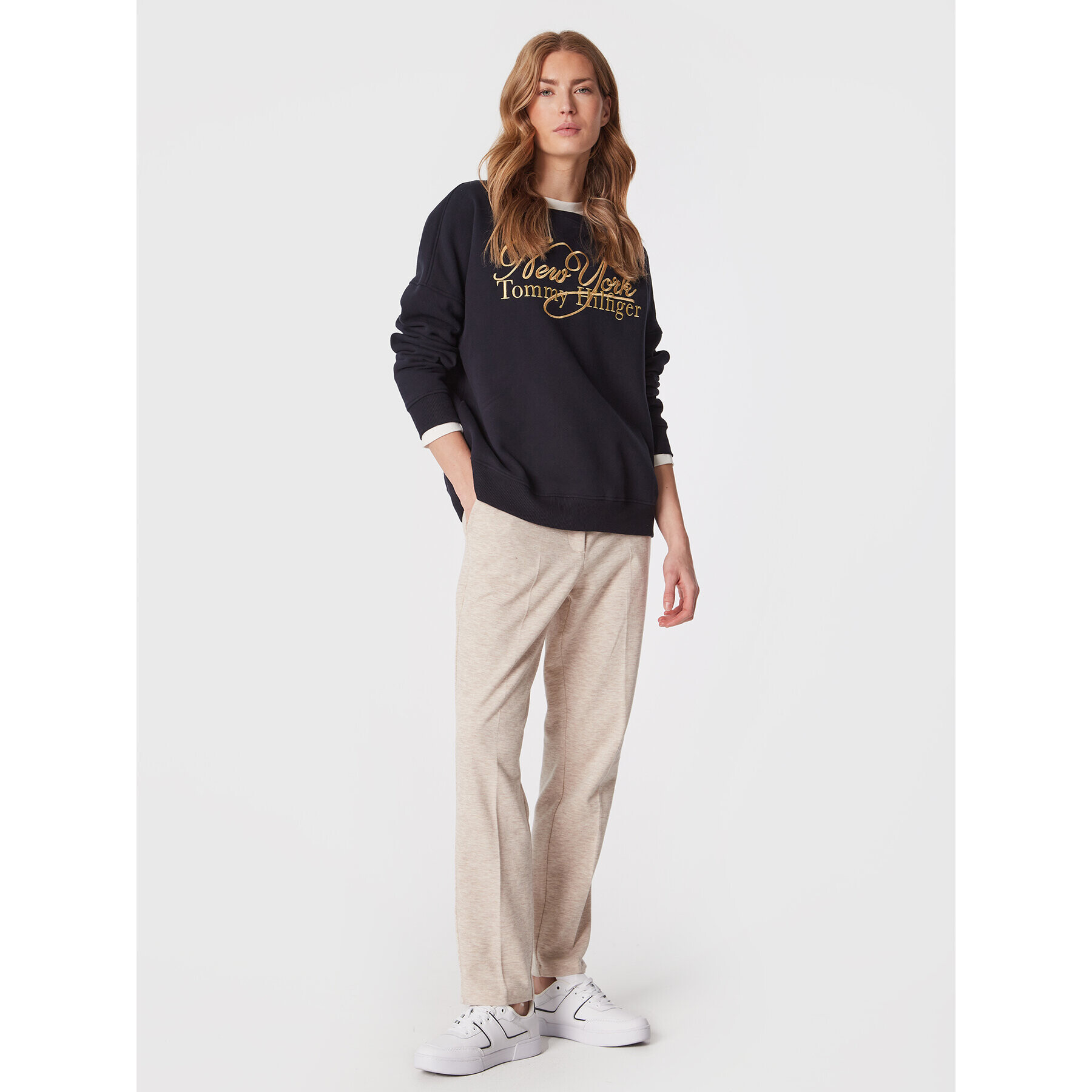 Tommy Hilfiger Mikina Metallic WW0WW37626 Tmavomodrá Relaxed Fit - Pepit.cz