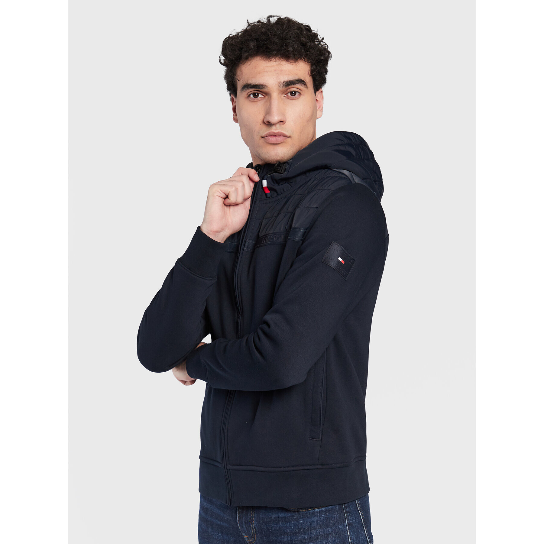 Tommy Hilfiger Mikina Mix Media MW0MW29305 Tmavomodrá Regular Fit - Pepit.cz