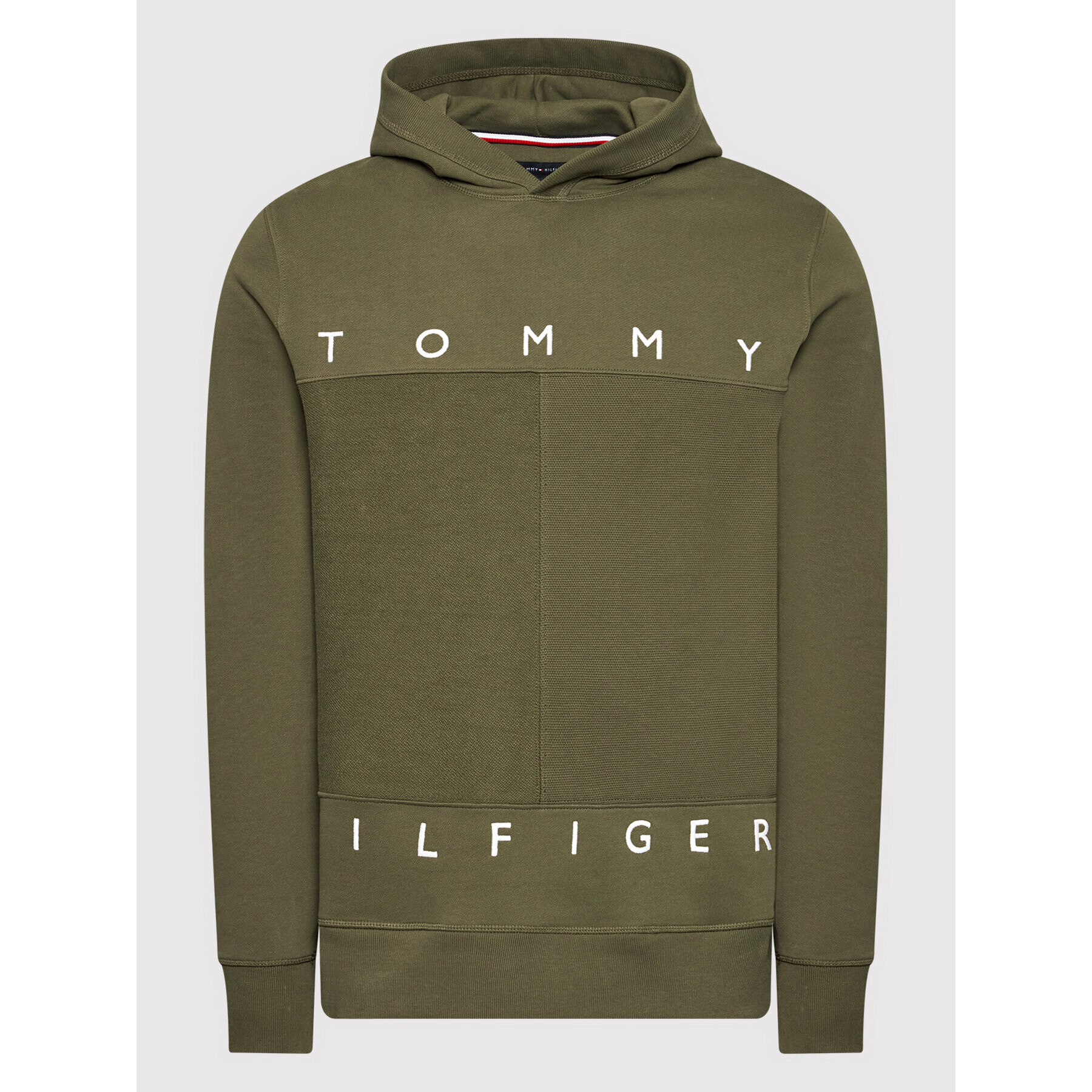 Tommy Hilfiger Mikina Mono Design MW0MW22153 Zelená Regular Fit - Pepit.cz