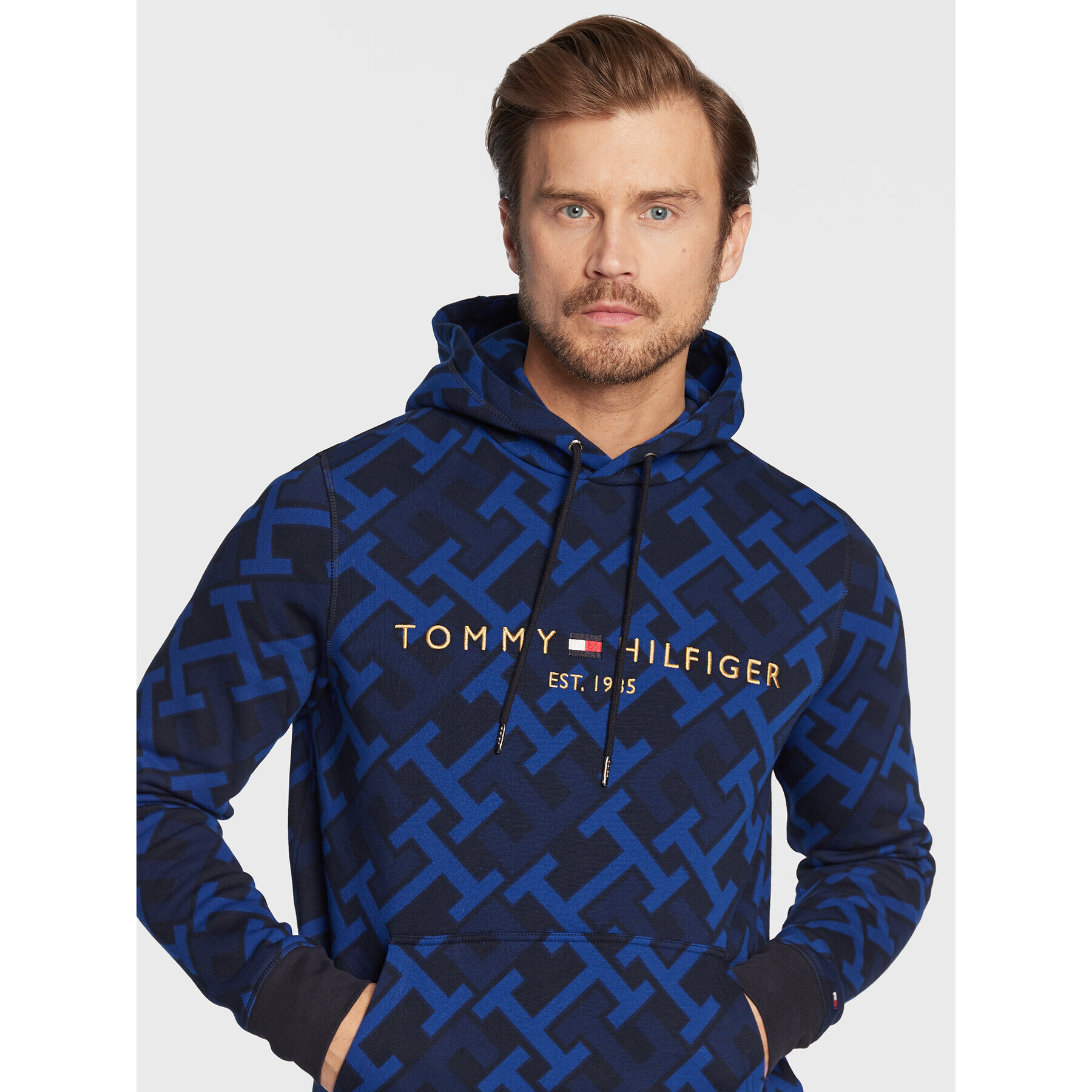 Tommy Hilfiger Mikina Monogram MW0MW28676 Tmavomodrá Regular Fit - Pepit.cz